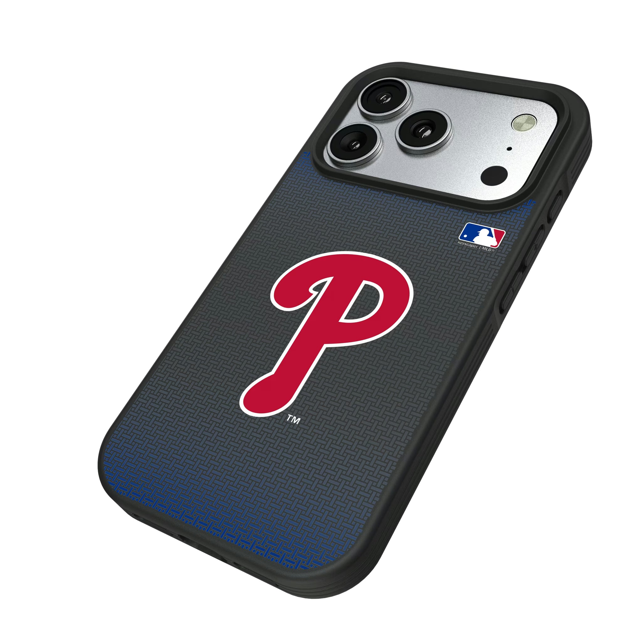 Philadelphia Phillies Linen iPhone Bump Phone Case for Apple iPhone - Isometric View#Device_iPhone 17 Pro