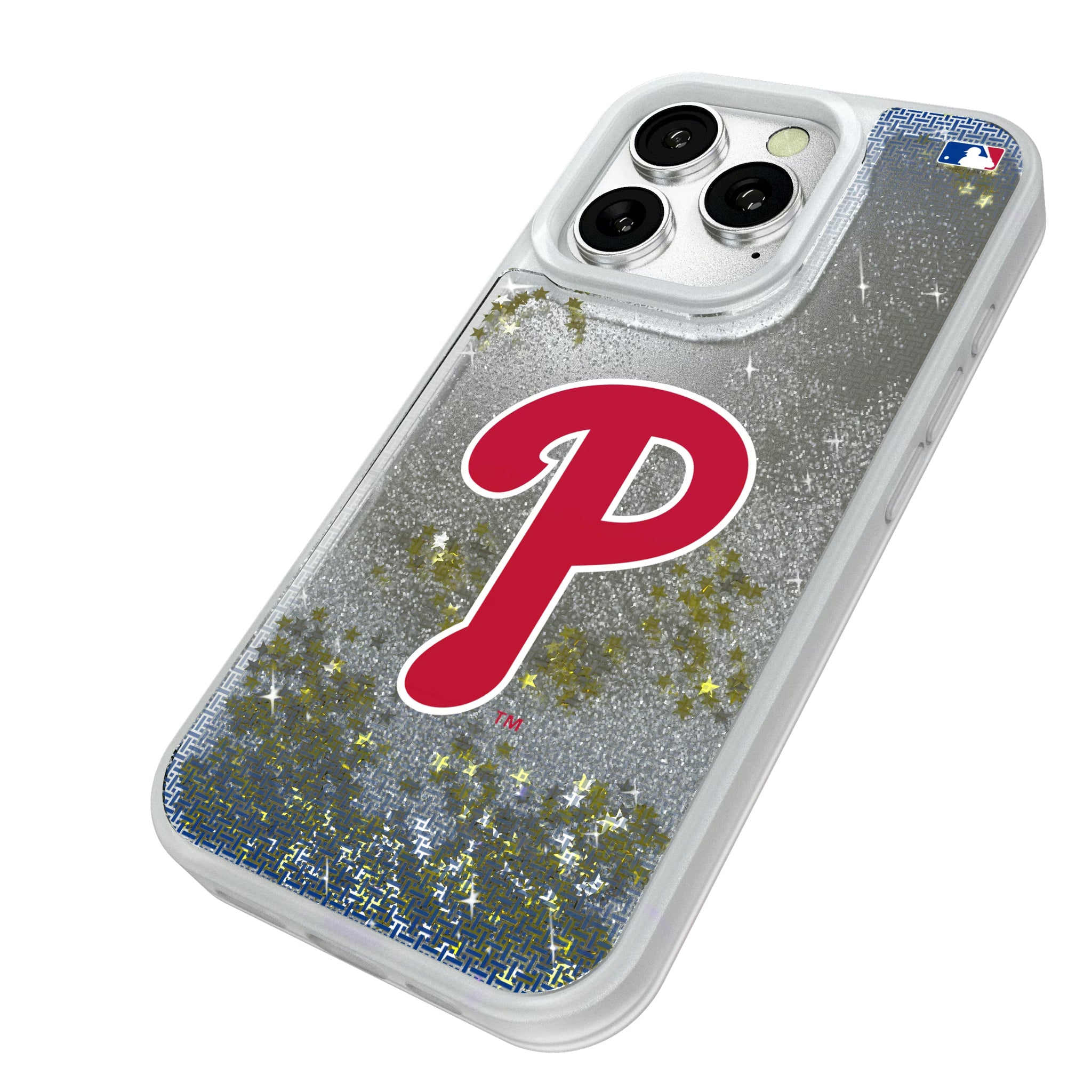 Philadelphia Phillies Linen iPhone Glitter Phone Case for Apple iPhone - Isometric View#Device_iPhone 16 Pro