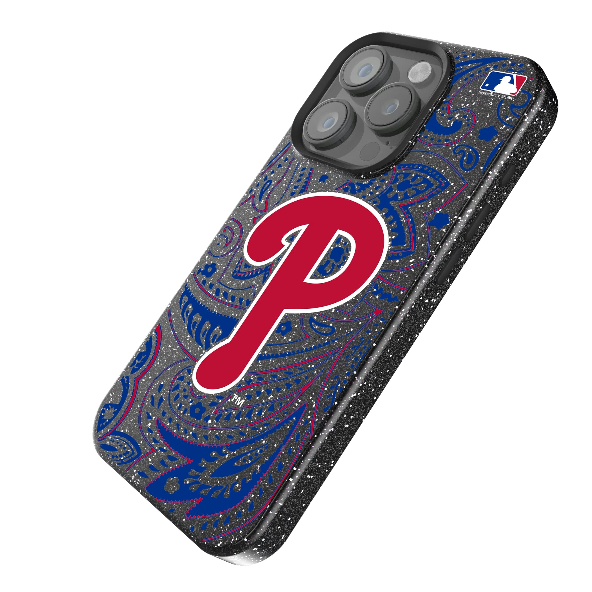 Philadelphia Phillies Paisley iPhone Bling Phone Case for Apple iPhone - Isometric View