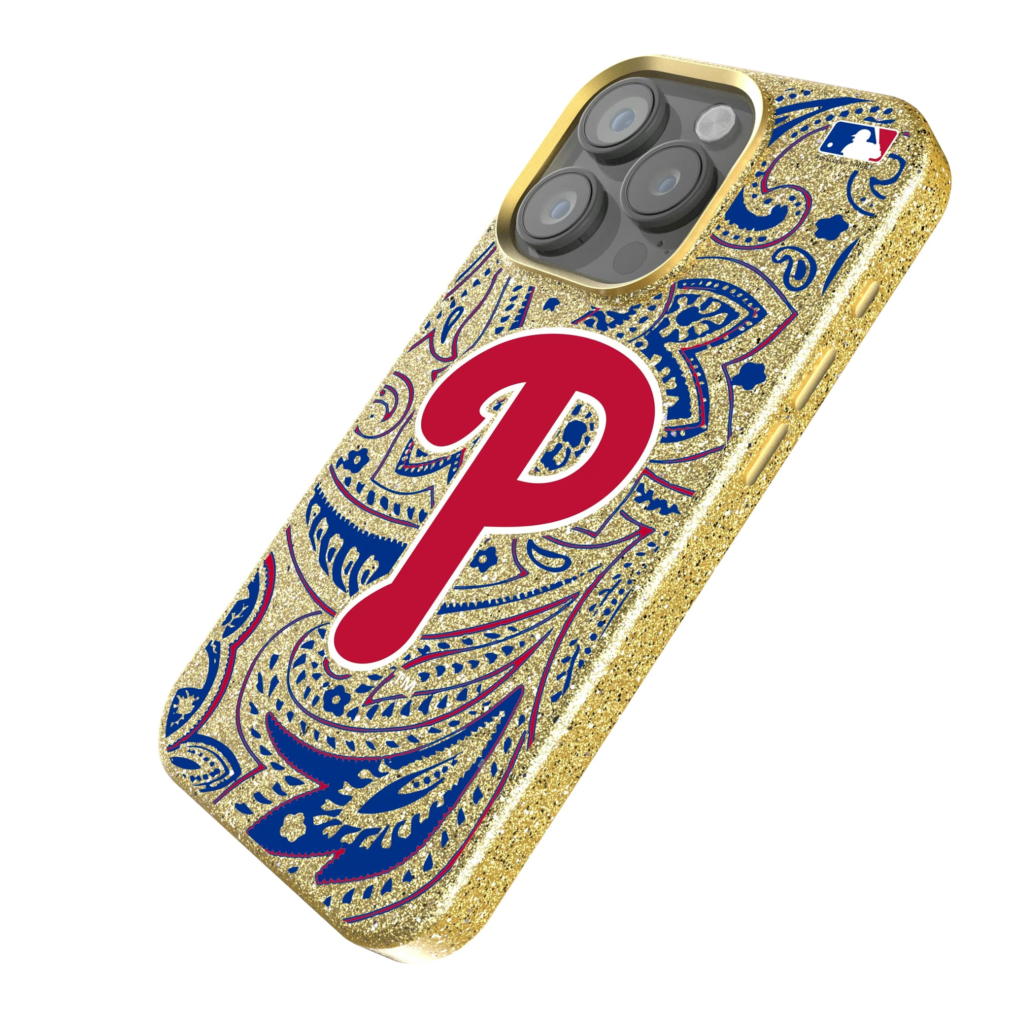 Philadelphia Phillies Paisley iPhone Bling Phone Case for Apple iPhone - Isometric View