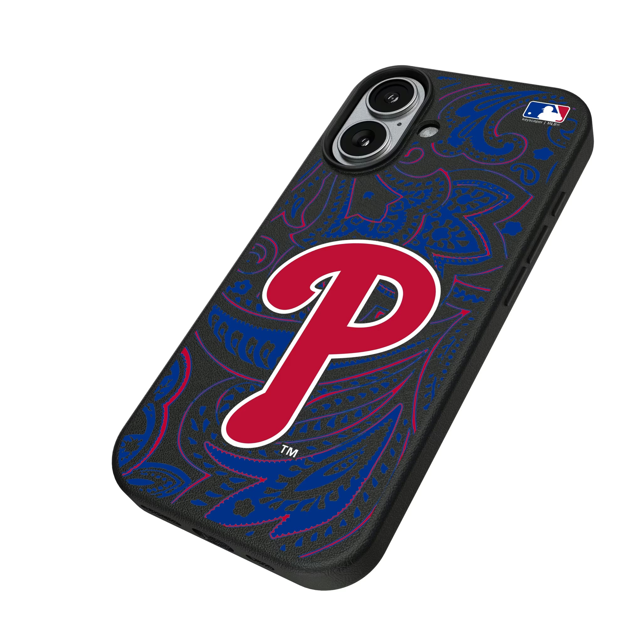 Philadelphia Phillies Paisley iPhone MagSafe Compatible Phone Case for Apple iPhone - Isometric View#Device_iPhone 17