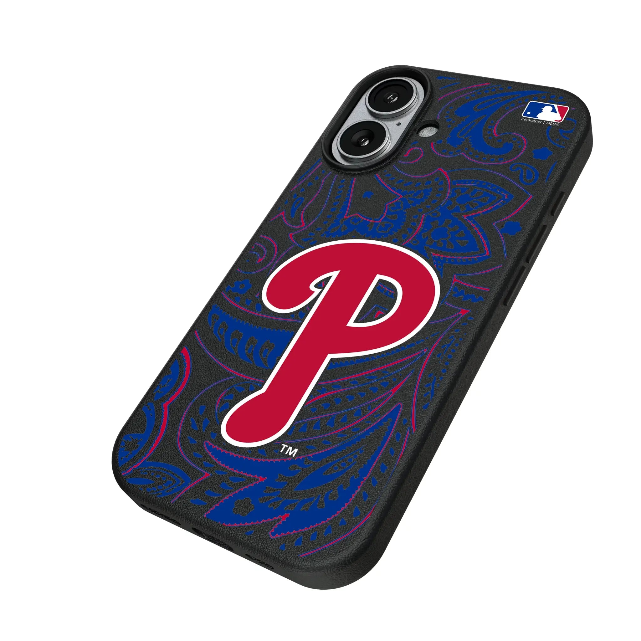 Philadelphia Phillies Paisley iPhone MagSafe Compatible Phone Case for Apple iPhone - Isometric View#Device_iPhone 17