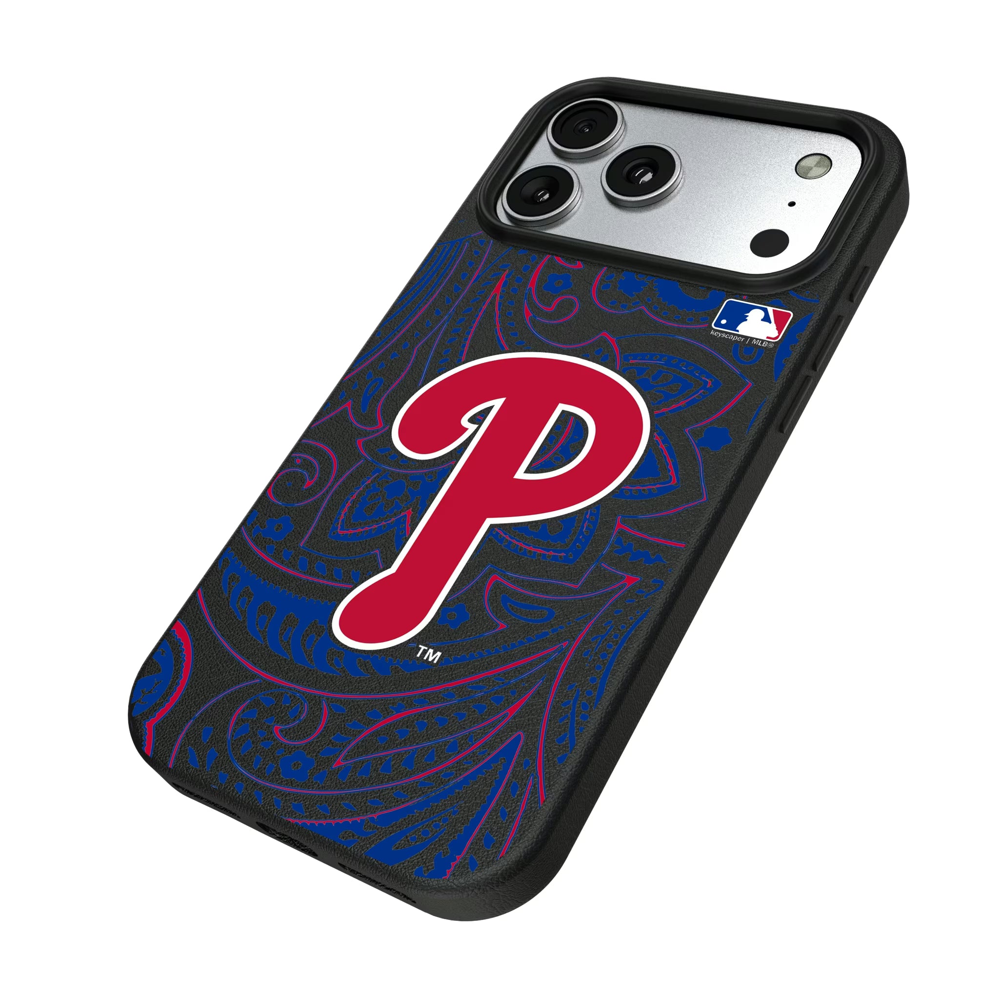 Philadelphia Phillies Paisley iPhone MagSafe Compatible Phone Case for Apple iPhone - Isometric View#Device_iPhone 17 Pro Max