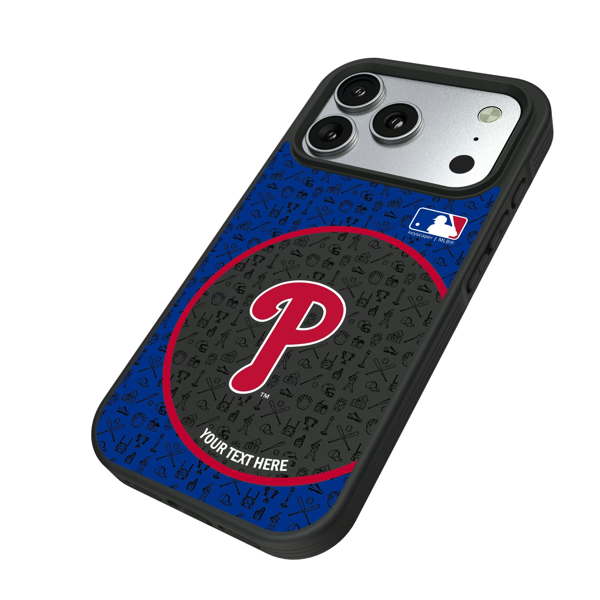 Philadelphia Phillies Personalized Circle iPhone Bump Phone Case for Apple iPhone - Isometric View#Device_iPhone 17 Pro