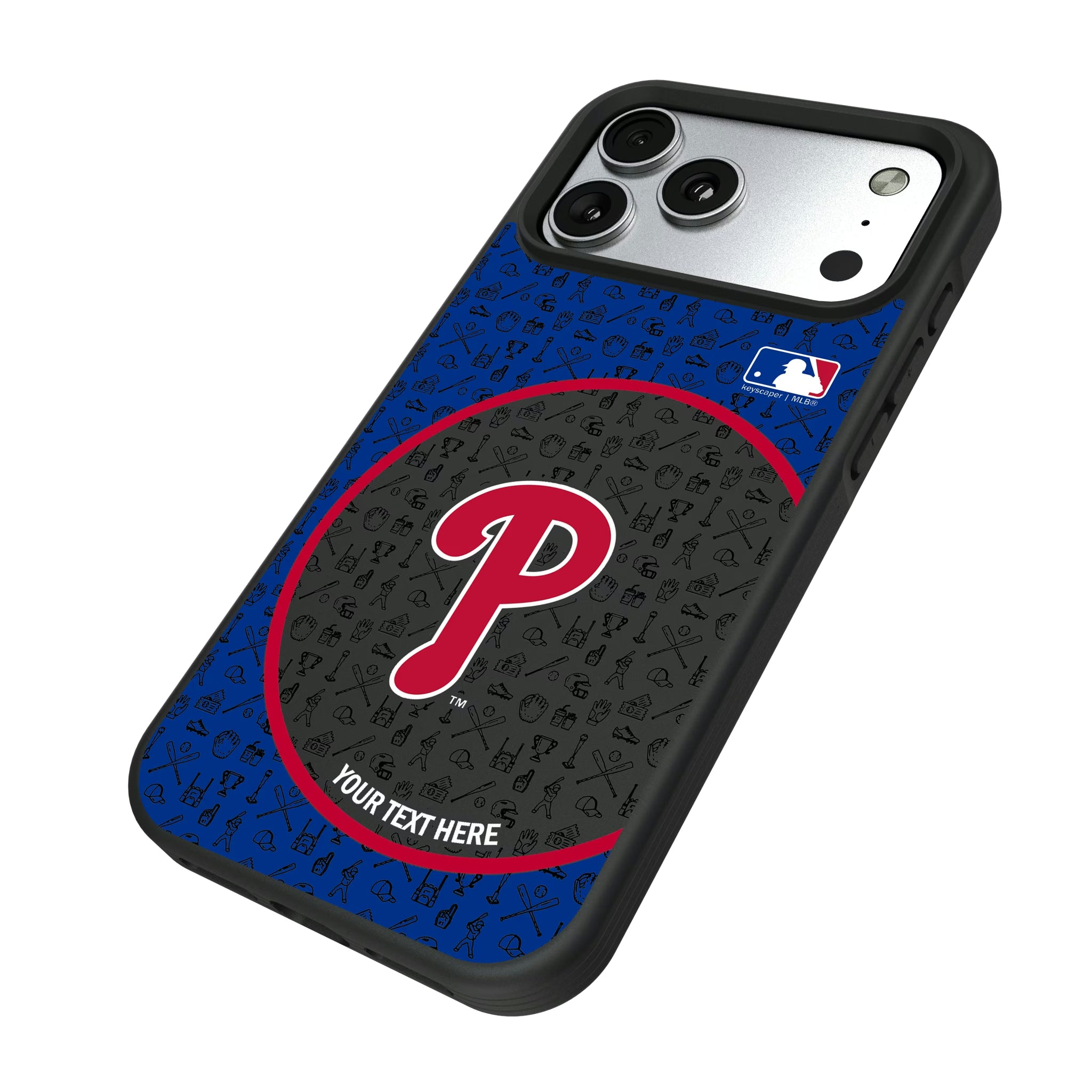 Philadelphia Phillies Personalized Circle iPhone Bump Phone Case for Apple iPhone - Isometric View#Device_iPhone 17 Pro Max