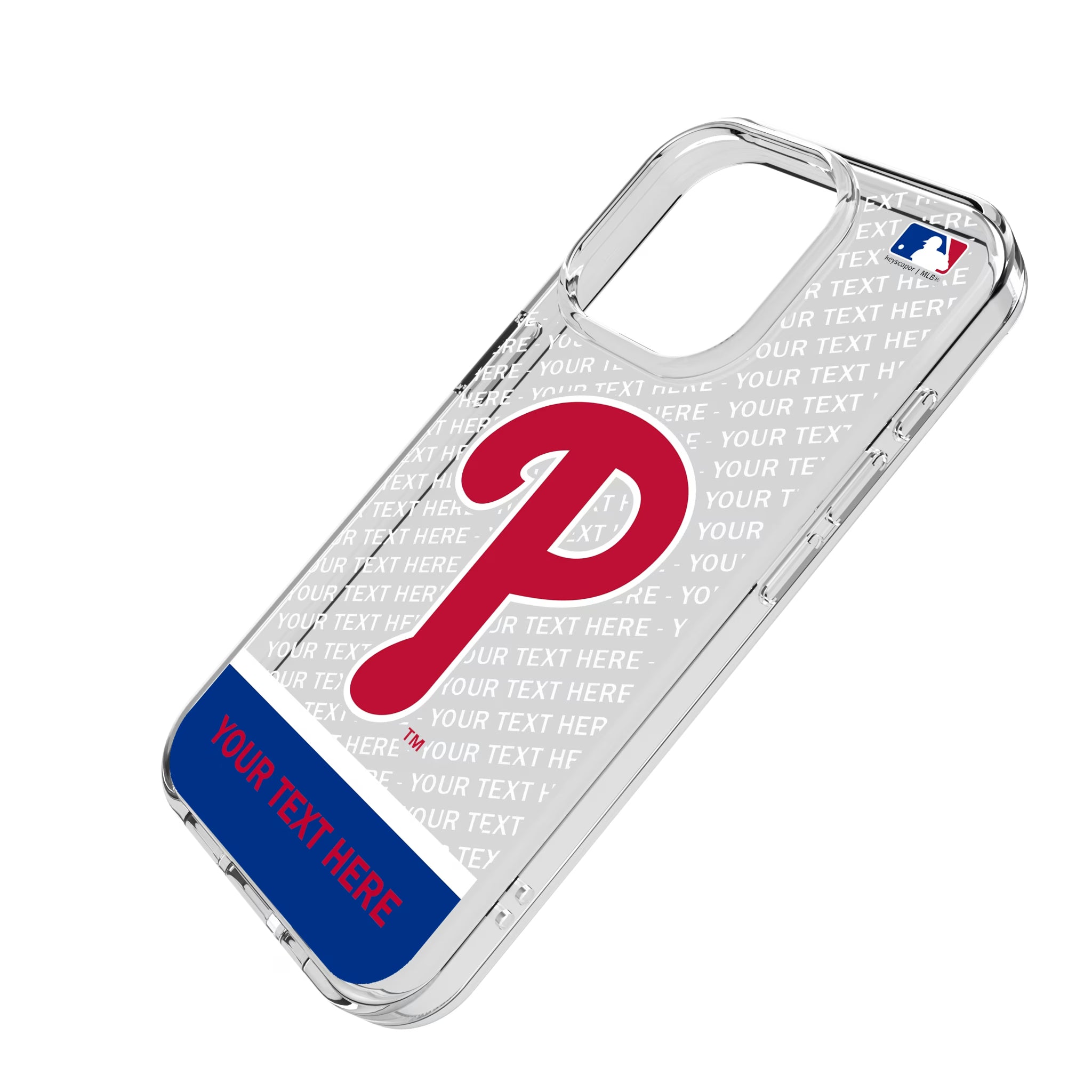 Philadelphia Phillies Personalized EndZone Plus iPhone Clear Phone Case for Apple iPhone - Isometric View