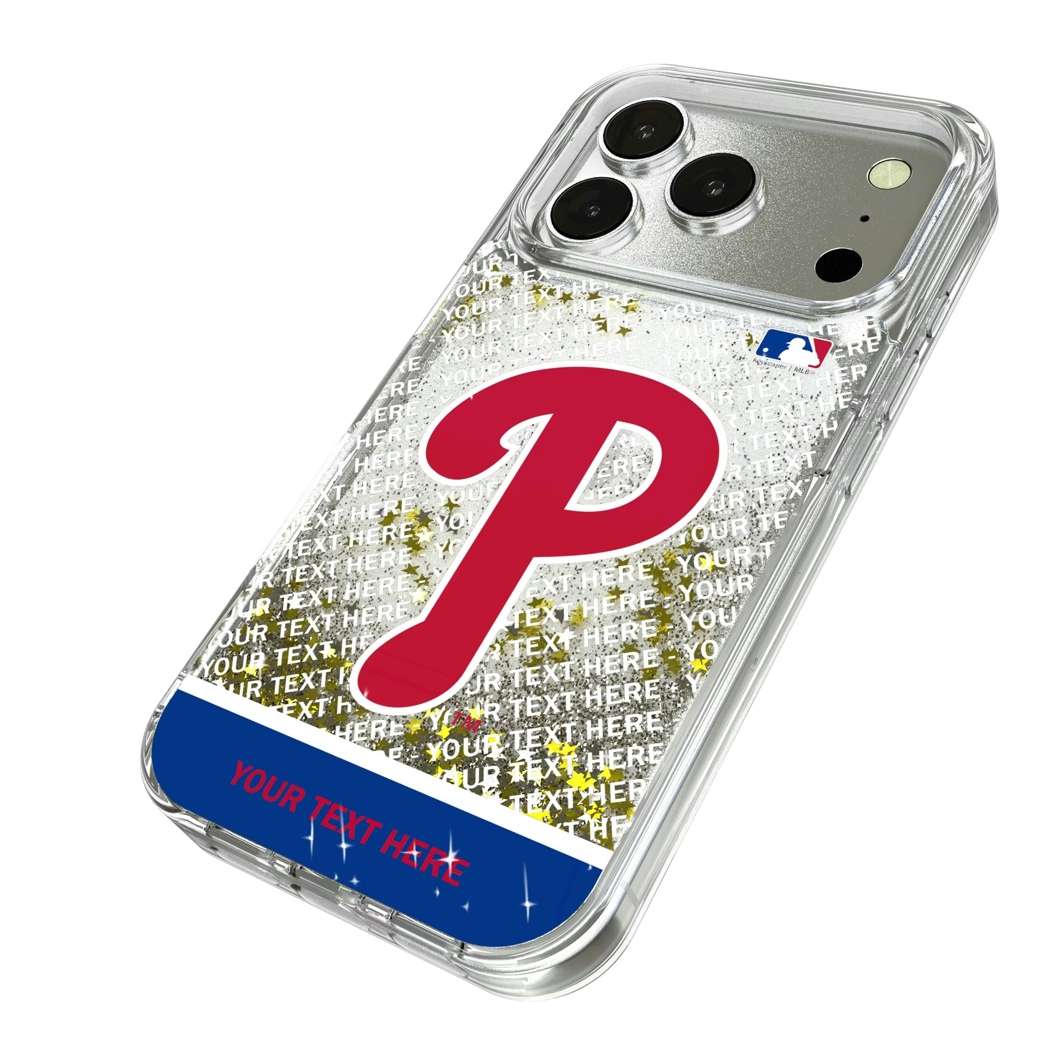 Philadelphia Phillies Personalized EndZone Plus iPhone Glitter Phone Case for Apple iPhone - Isometric View