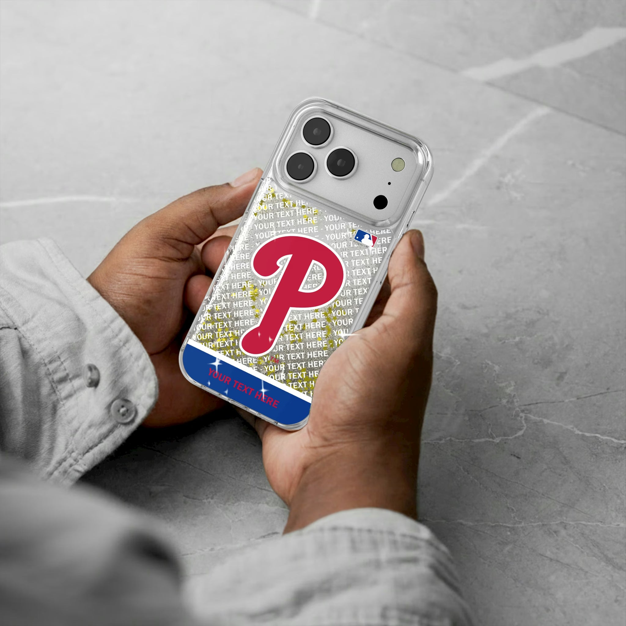 Philadelphia Phillies Personalized EndZone Plus iPhone Glitter Phone Case for Apple iPhone - Lifestyle
