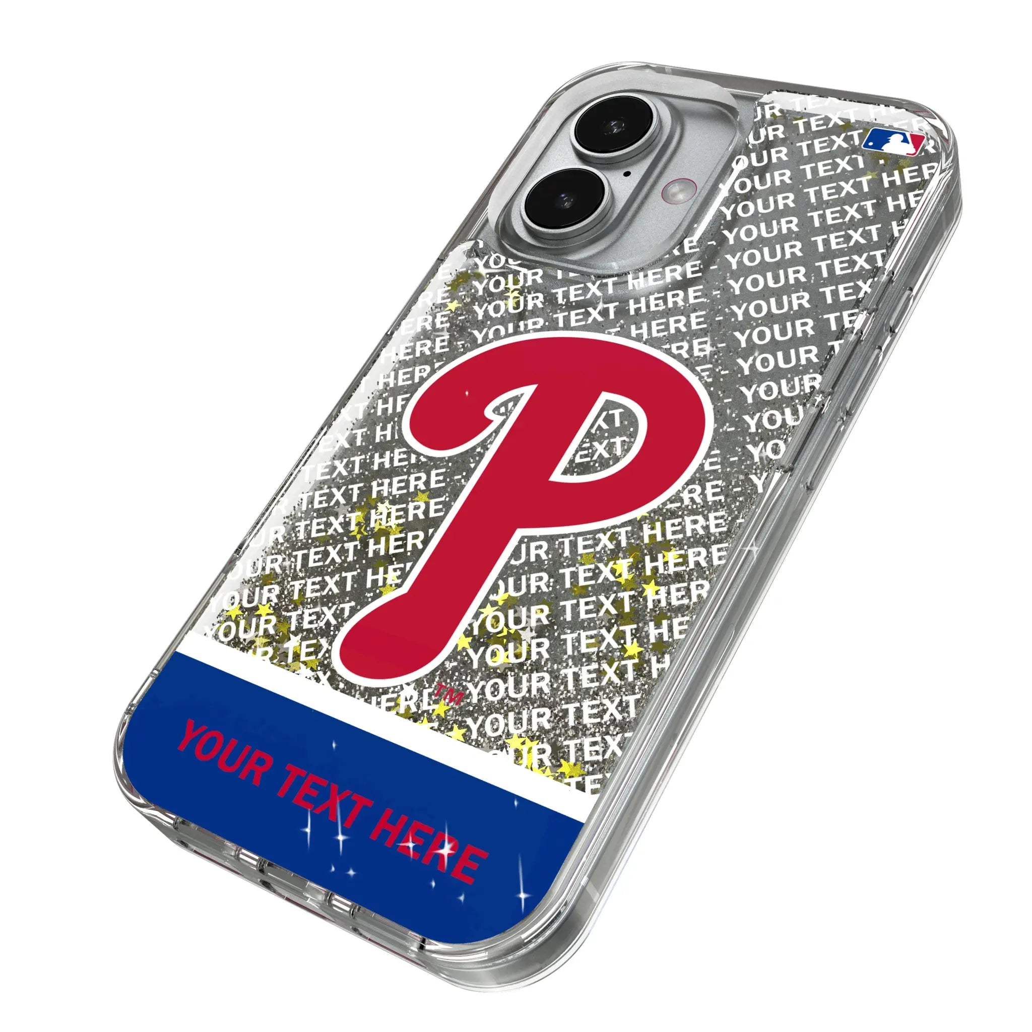 Philadelphia Phillies Personalized EndZone Plus iPhone Glitter Phone Case for Apple iPhone - Isometric View