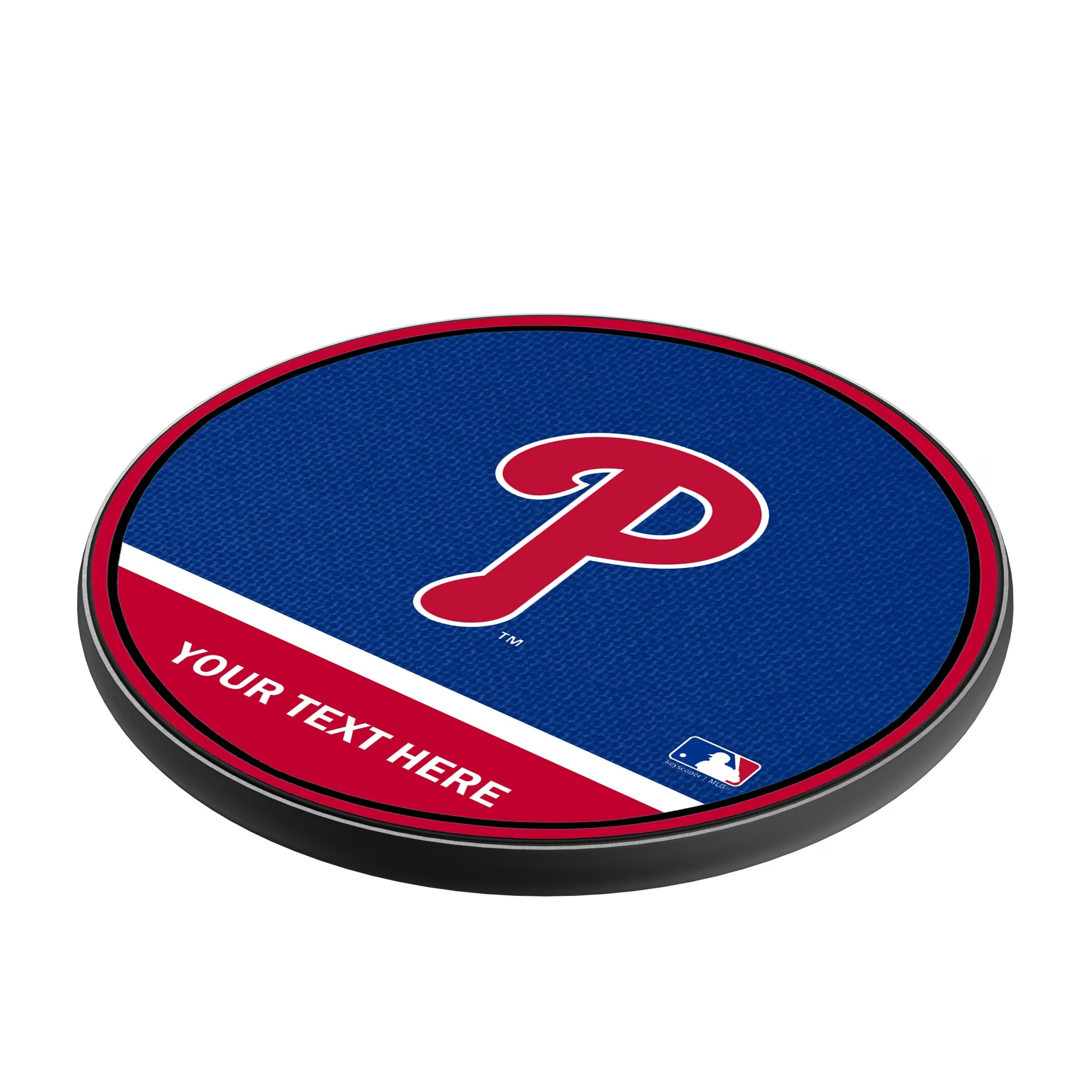 Philadelphia Phillies Personalized Endzone Solid 15-Watt Wireless Charger - Isometric View
