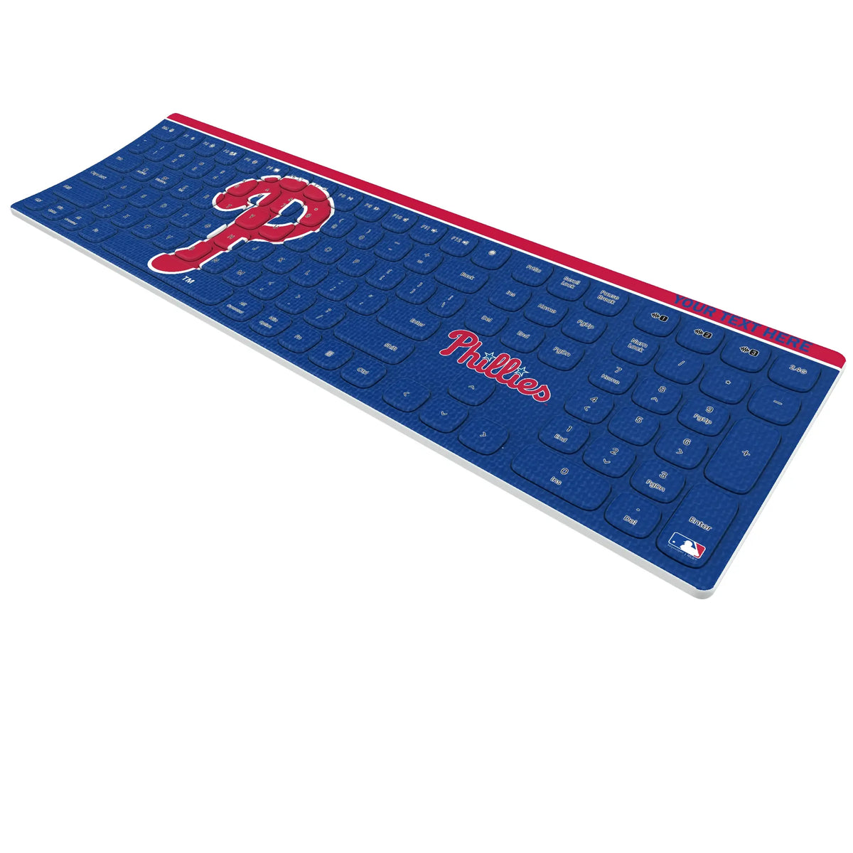 Philadelphia Phillies Personalized Endzone Solid KKB605 Curved Wireless Keyboard - Isometric View