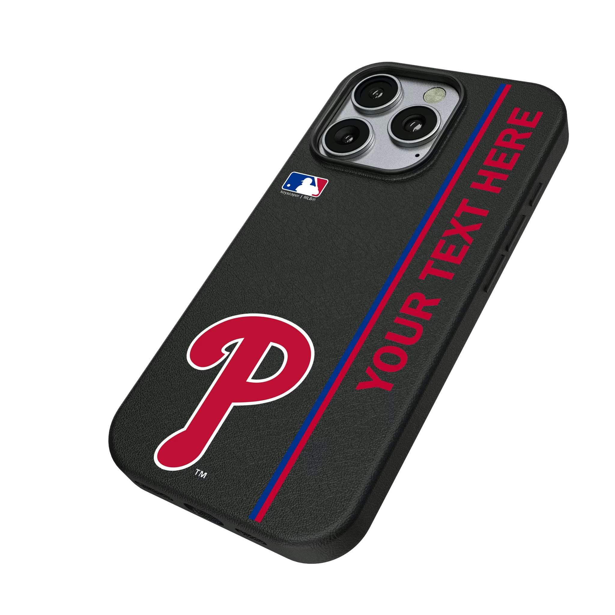 Philadelphia Phillies Personalized Sidebard iPhone MagSafe Compatible Phone Case for Apple iPhone - Isometric View