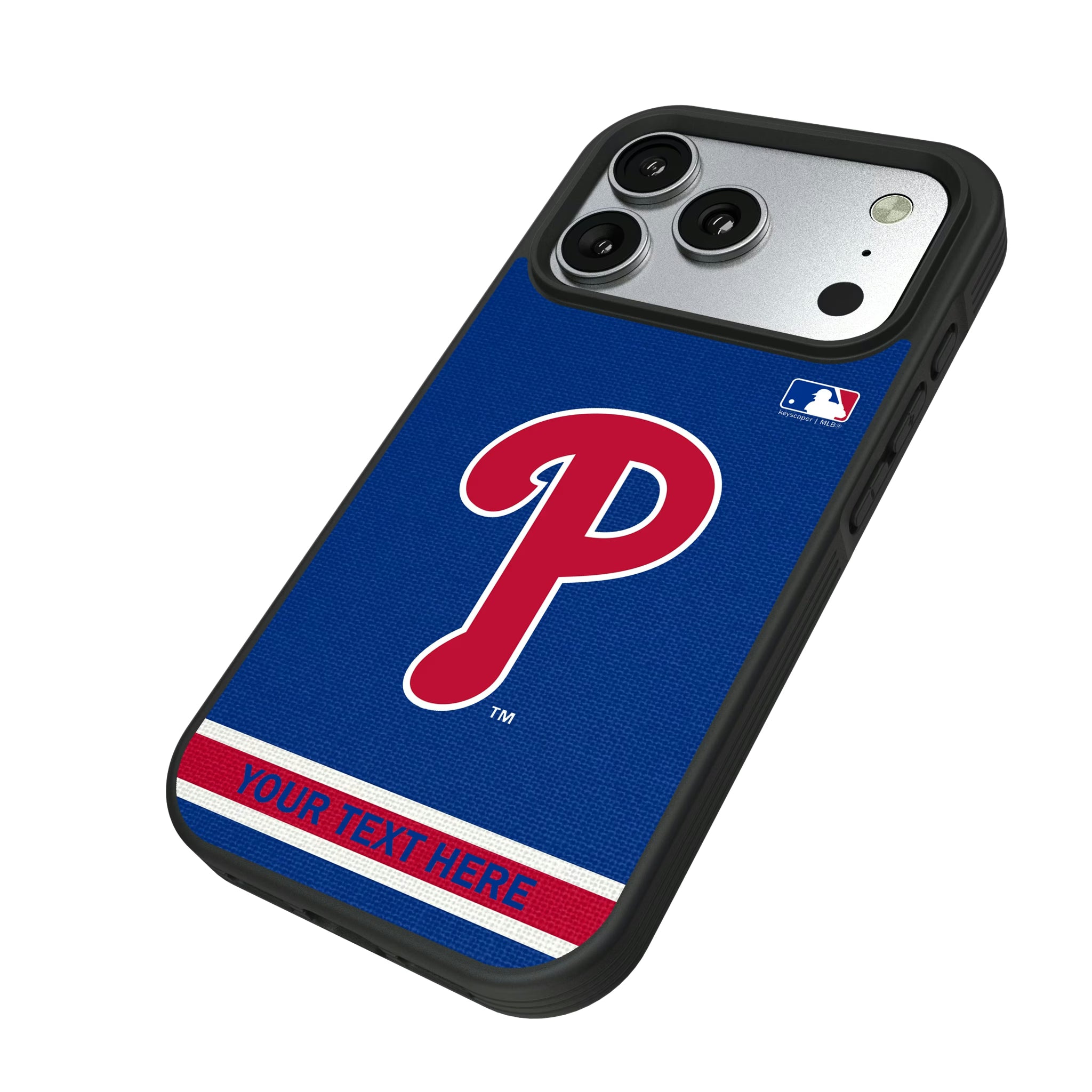 Philadelphia Phillies Personalized Stripe iPhone Bump Phone Case for Apple iPhone - Isometric View#Device_iPhone 17 Pro