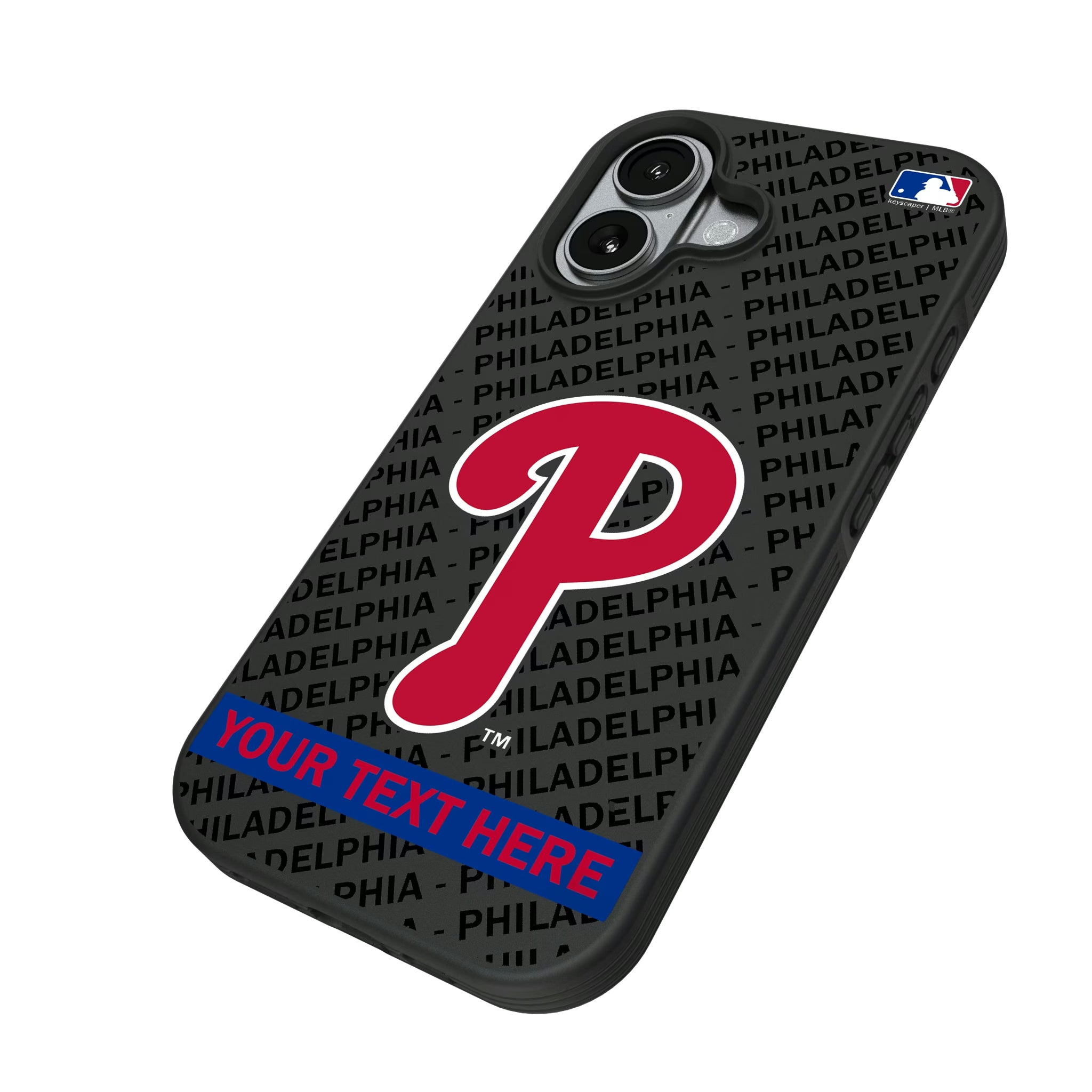 Philadelphia Phillies Personalized Tilt iPhone Bump Phone Case for Apple iPhone - Isometric View#Device_iPhone 17
