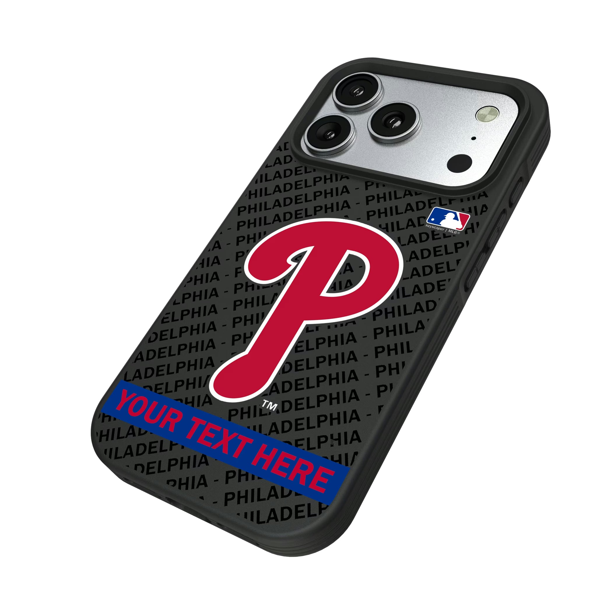 Philadelphia Phillies Personalized Tilt iPhone Bump Phone Case for Apple iPhone - Isometric View#Device_iPhone 17 Pro