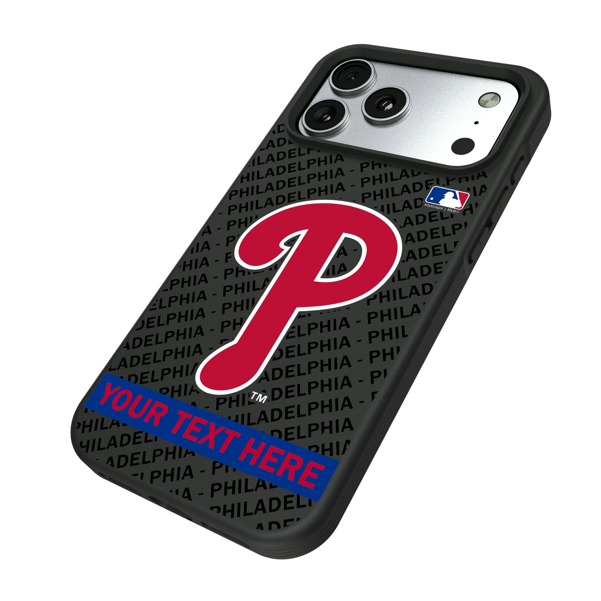 Philadelphia Phillies Personalized Tilt iPhone Bump Phone Case for Apple iPhone - Isometric View#Device_iPhone 17 Pro Max