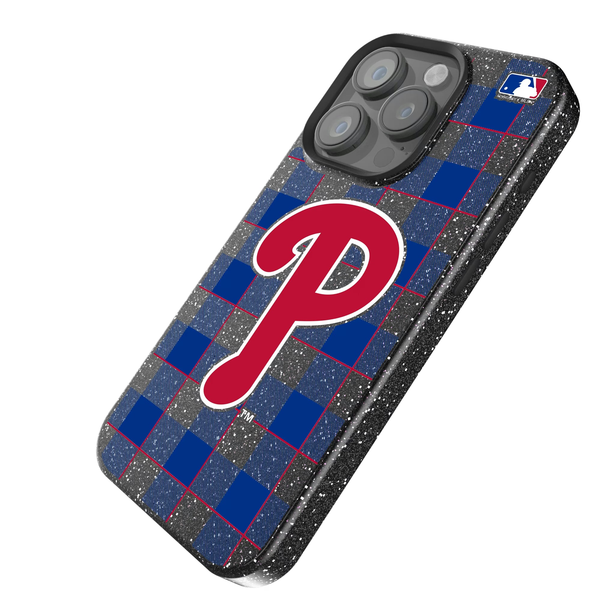 Philadelphia Phillies Plaid iPhone Bling Phone Case for Apple iPhone - Isometric View