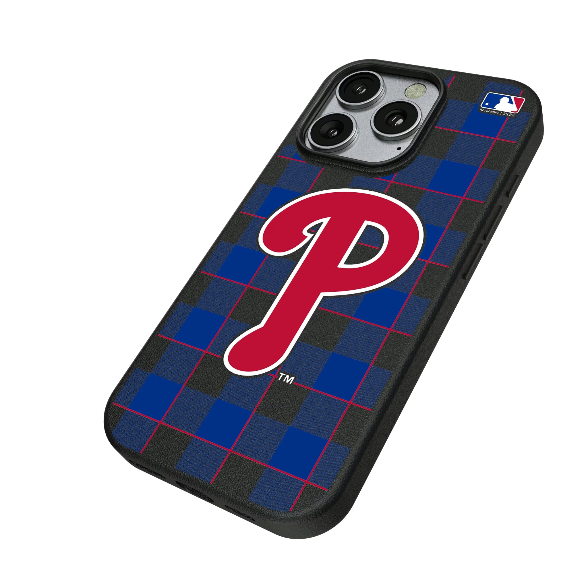 Philadelphia Phillies Plaid iPhone MagSafe Compatible Phone Case for Apple iPhone - Isometric View