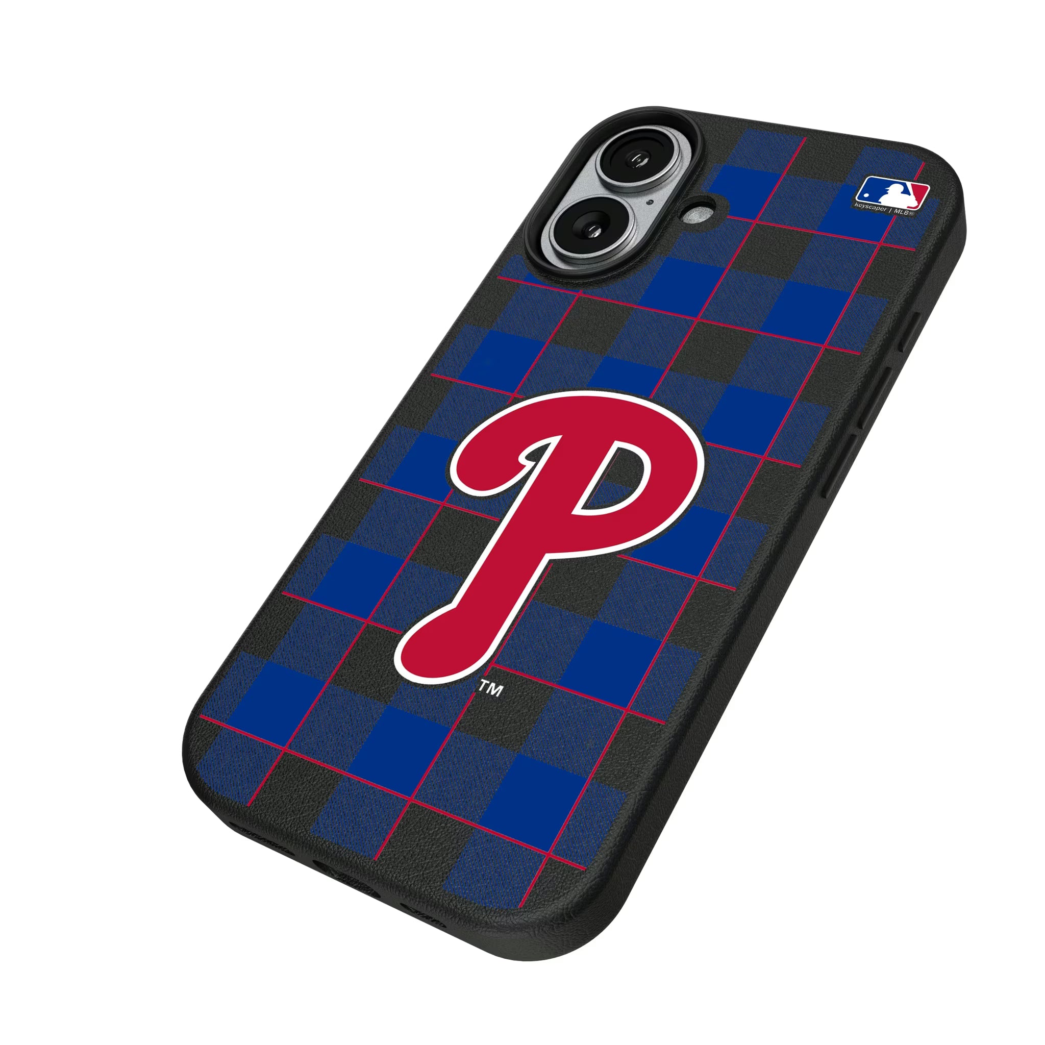 Philadelphia Phillies Plaid iPhone MagSafe Compatible Phone Case for Apple iPhone - Isometric View#Device_iPhone 17