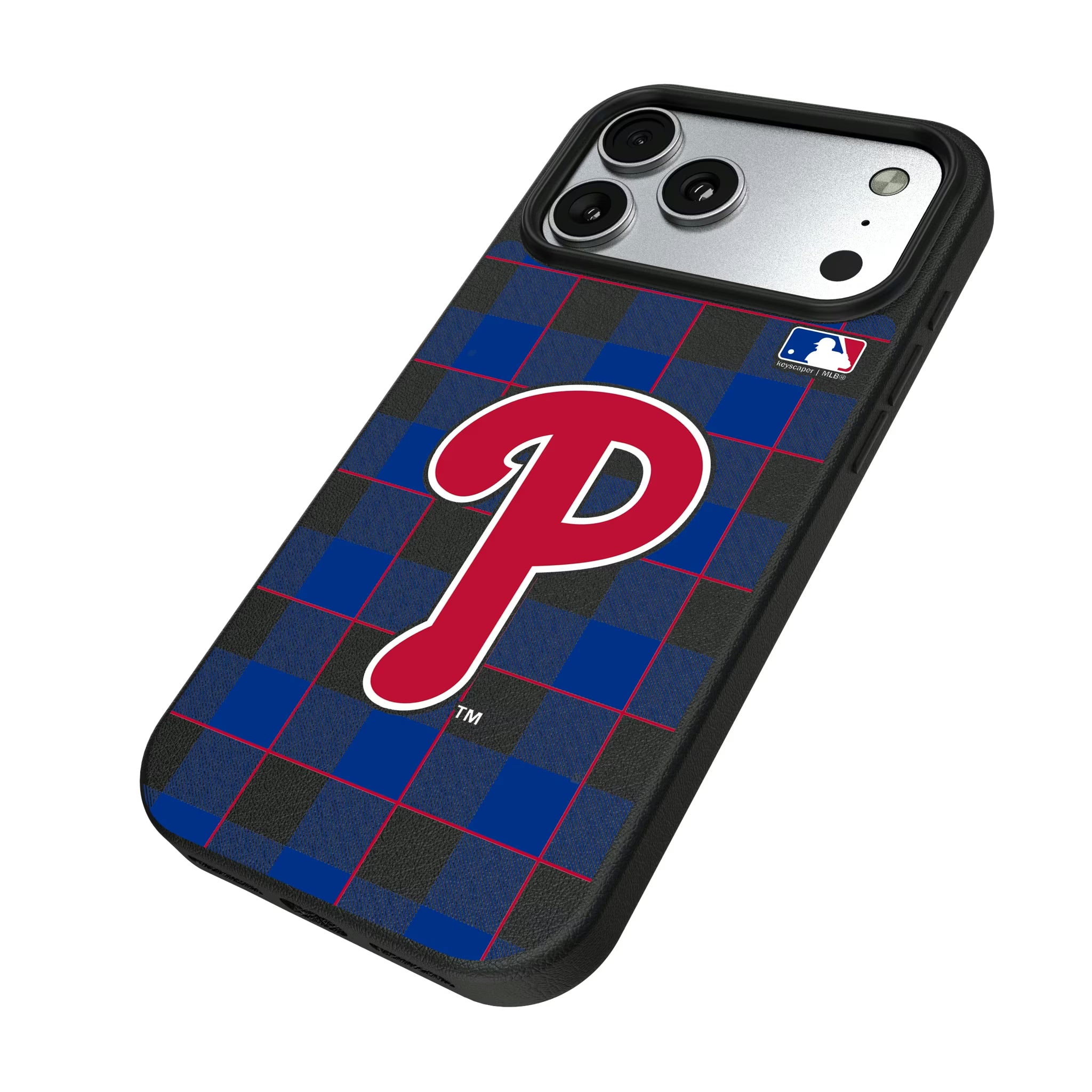 Philadelphia Phillies Plaid iPhone MagSafe Compatible Phone Case for Apple iPhone - Isometric View#Device_iPhone 17 Pro Max