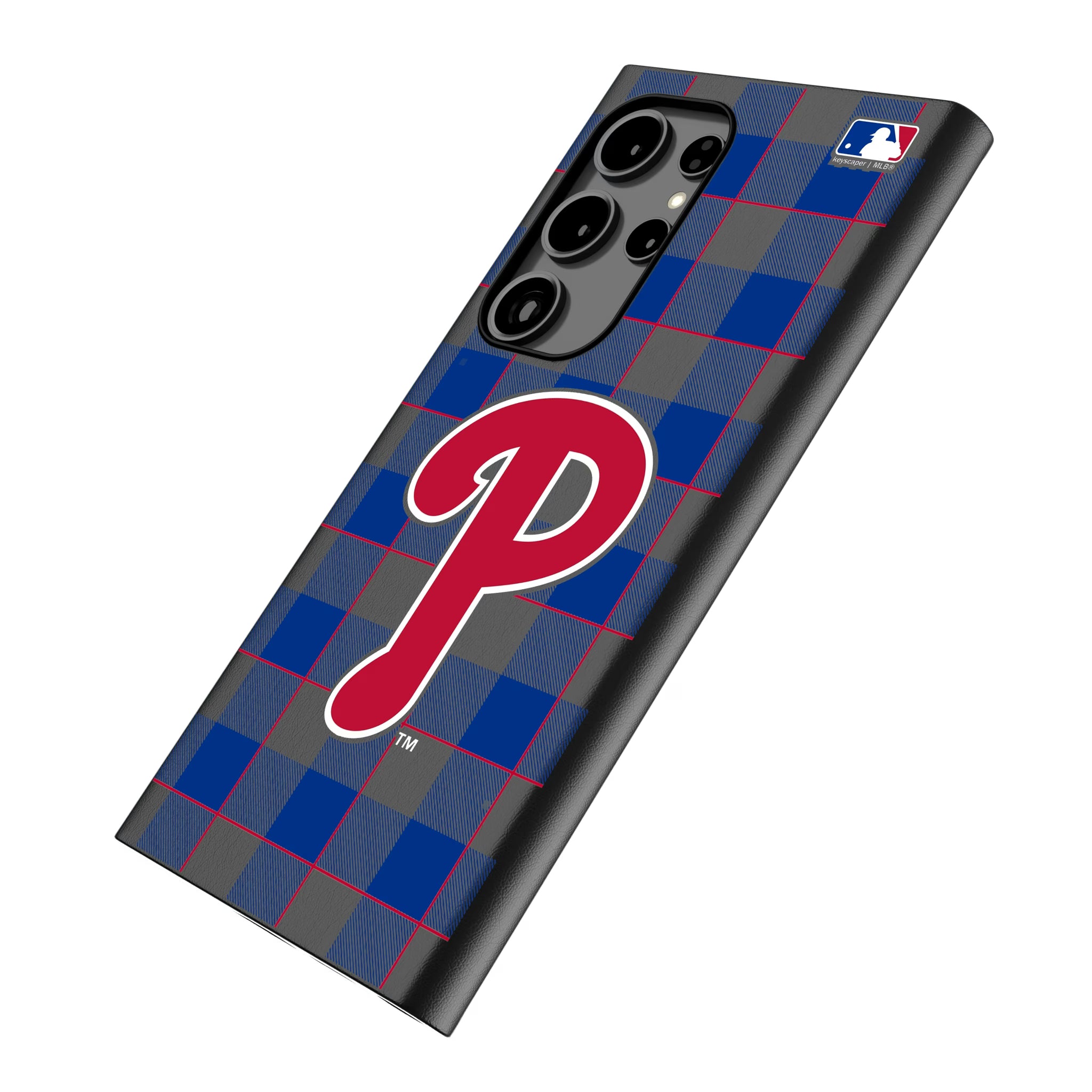 Philadelphia Phillies Plaid Galaxy MagSafe Compatible Phone Case for Samsung Galaxy - Isometric View
