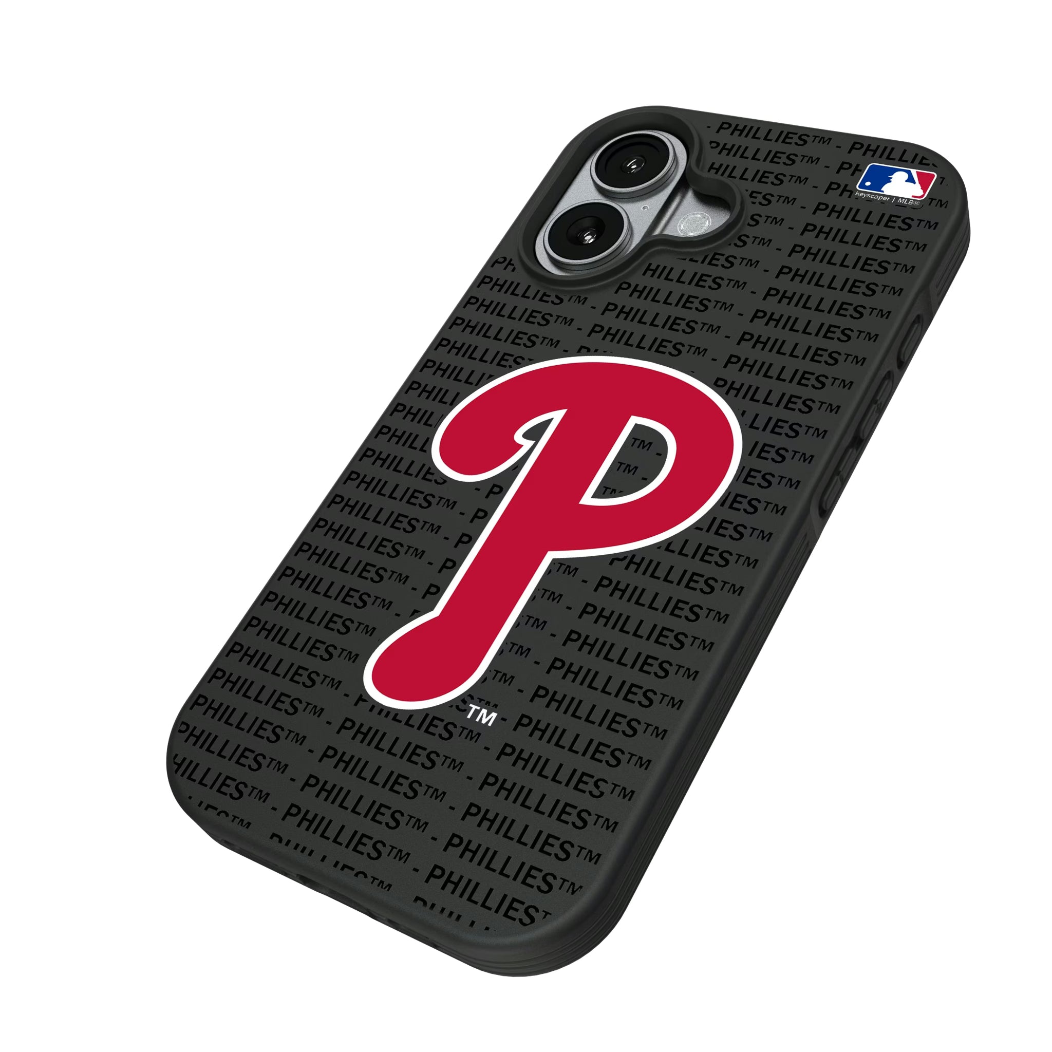 Philadelphia Phillies Text Backdrop iPhone Bump Phone Case for Apple iPhone - Isometric View#Device_iPhone 17