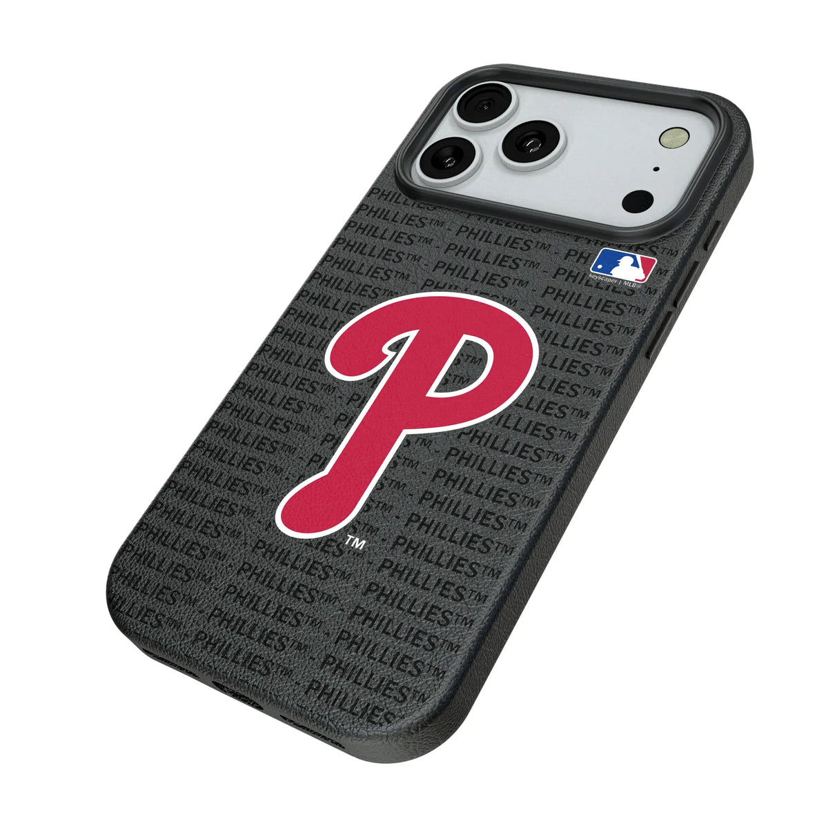 Philadelphia Phillies Text Backdrop iPhone MagSafe Compatible Phone Case for Apple iPhone - Isometric View#Device_iPhone 18 Pro Max