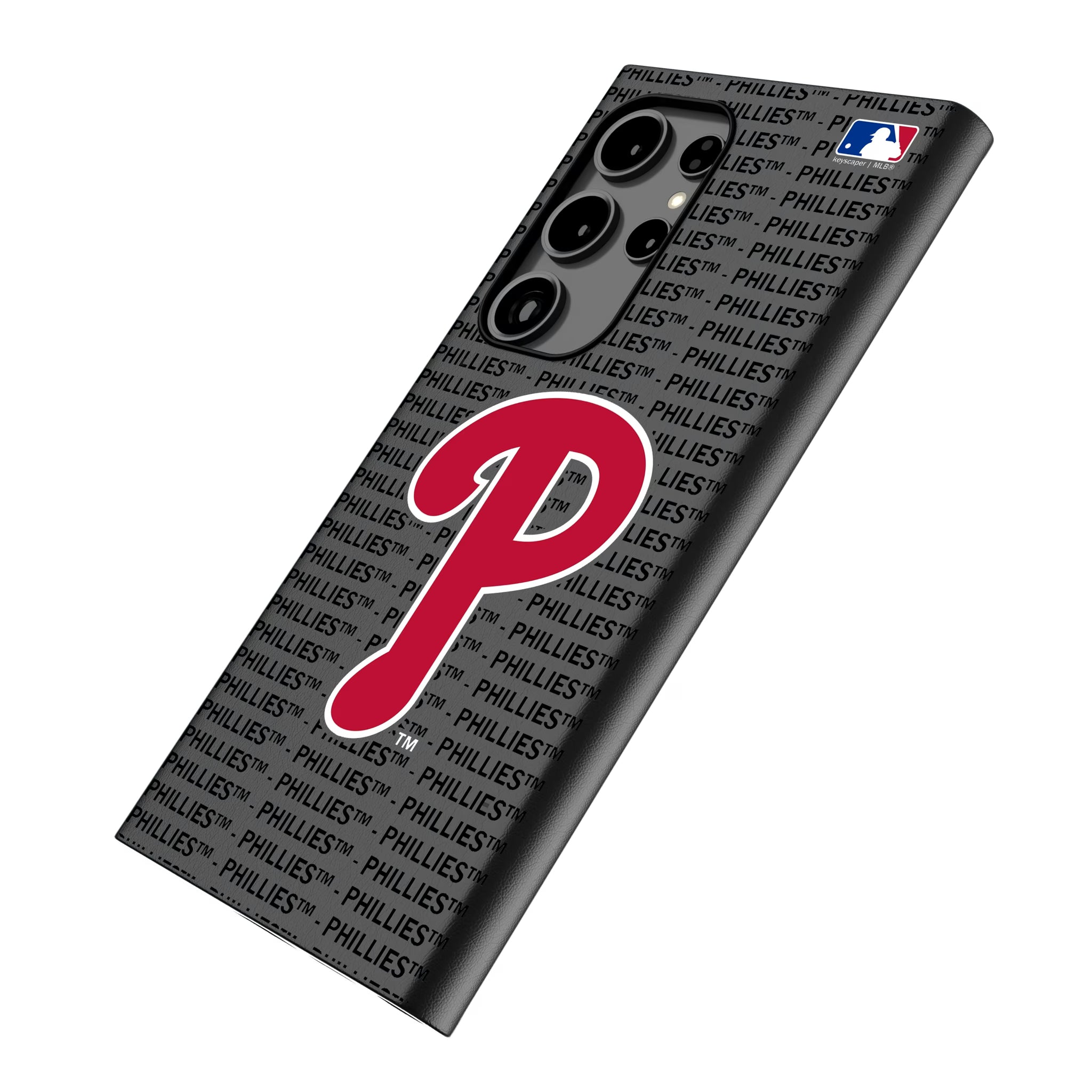 Philadelphia Phillies Text Backdrop Galaxy MagSafe Compatible Phone Case for Samsung Galaxy - Isometric View
