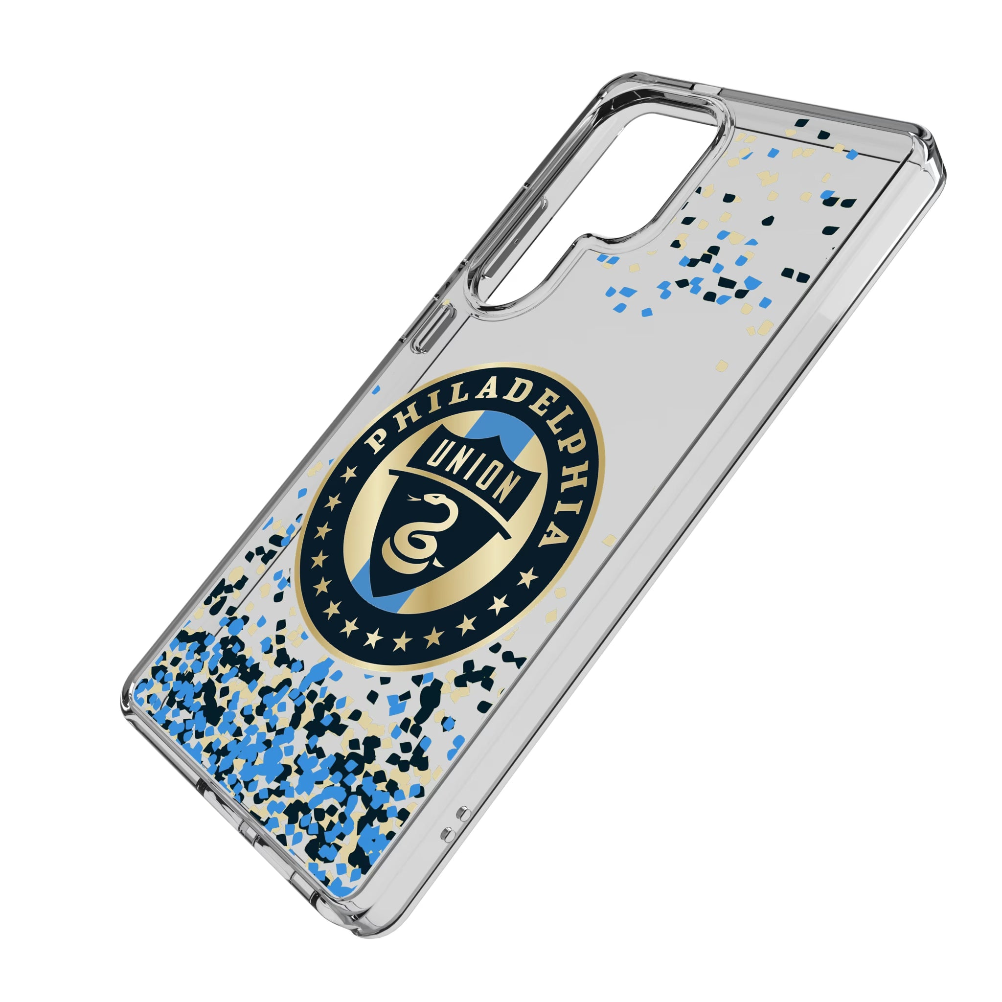 Philadelphia Union Confetti Galaxy Clear Phone Case for Samsung Galaxy - Isometric View
