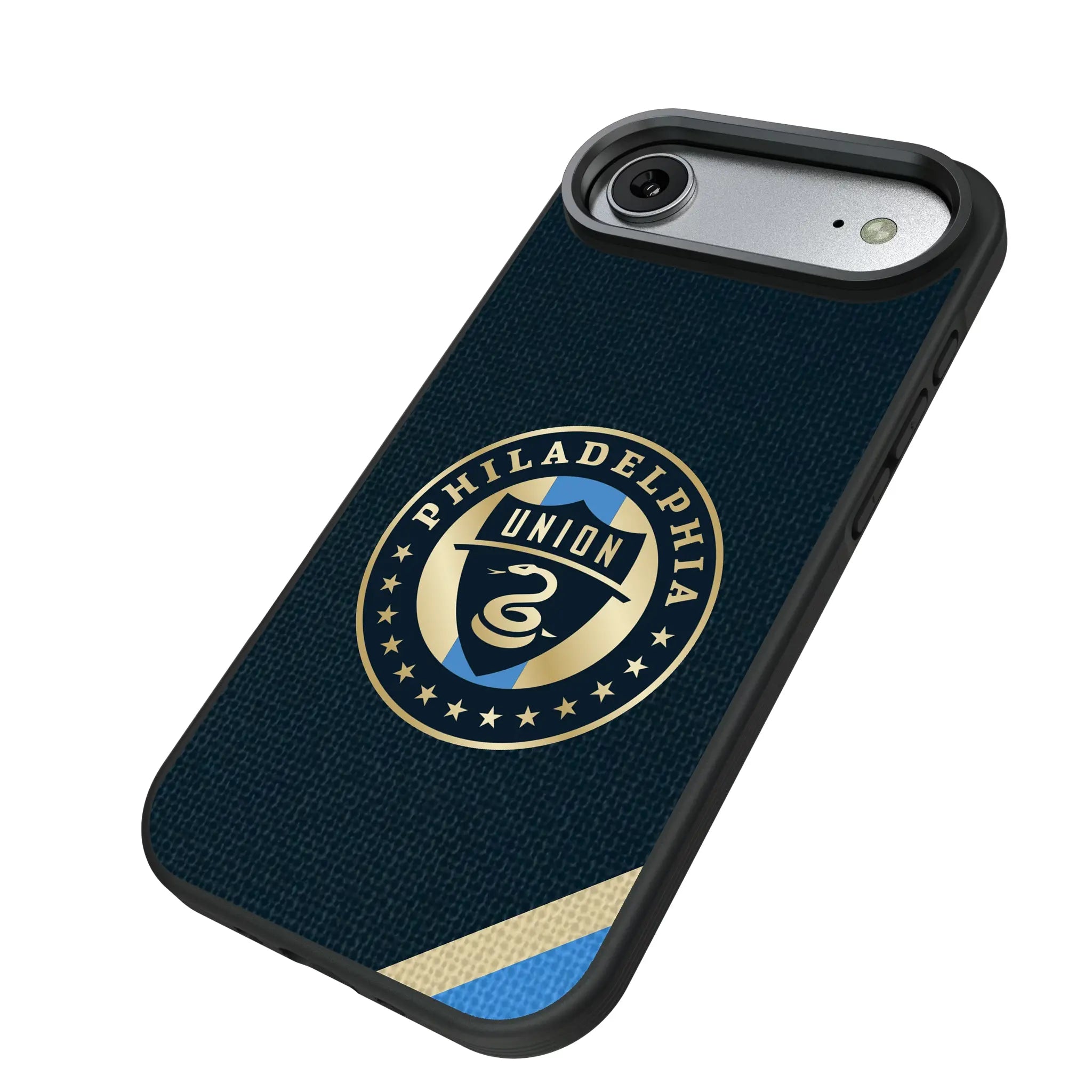 Philadelphia Union Diagonal Stripe iPhone Bump Phone Case for Apple iPhone - Isometric View#Device_iPhone Air