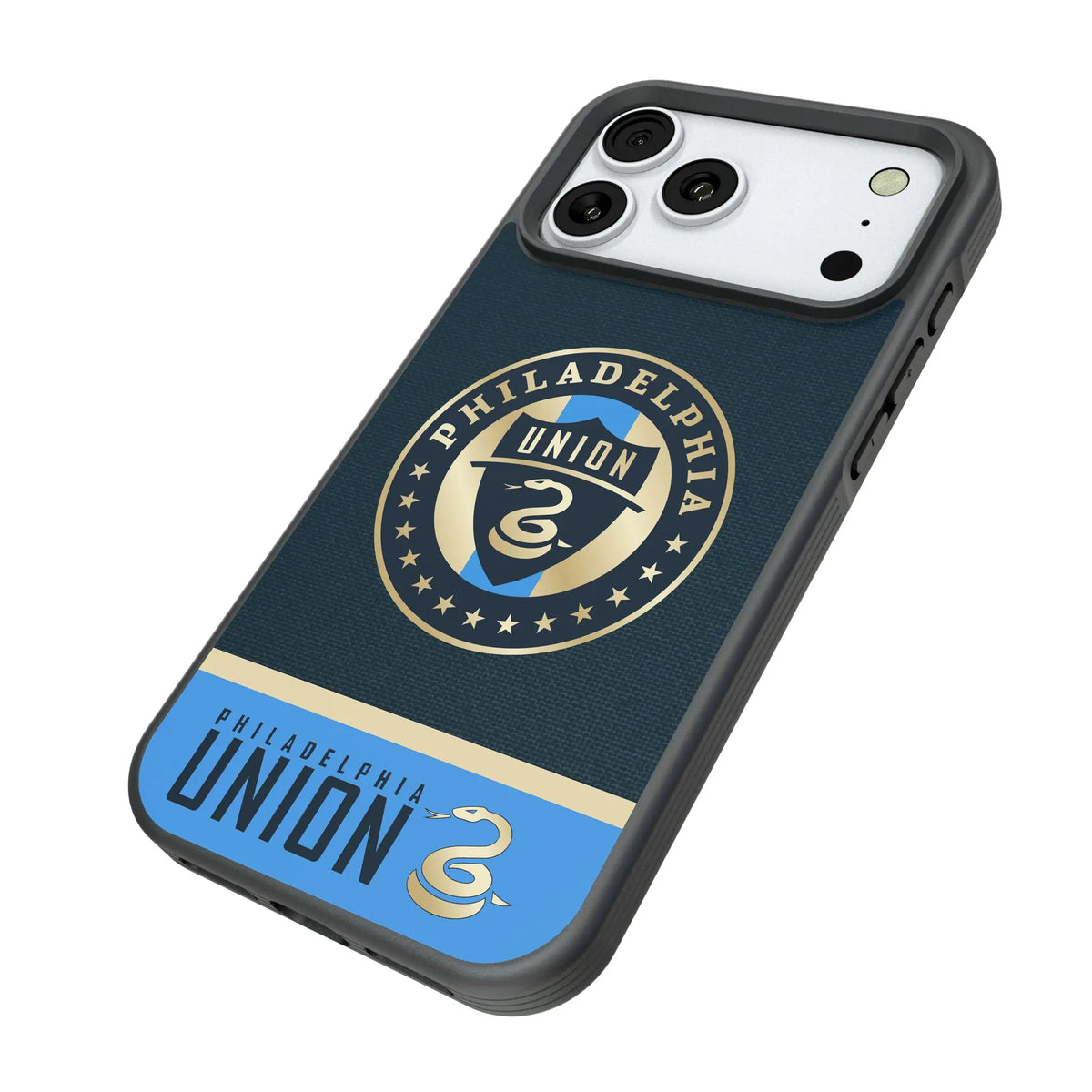 Philadelphia Union Endzone Solid iPhone Bump Phone Case for Apple iPhone - Isometric View#Device_iPhone 18 Pro Max