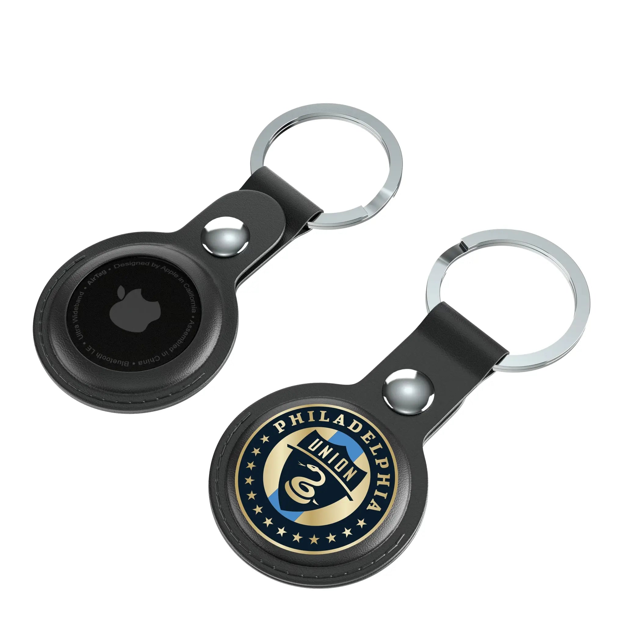 Philadelphia Union Insignia AirTag Black Airtag Holder 2-Pack - Isometric View