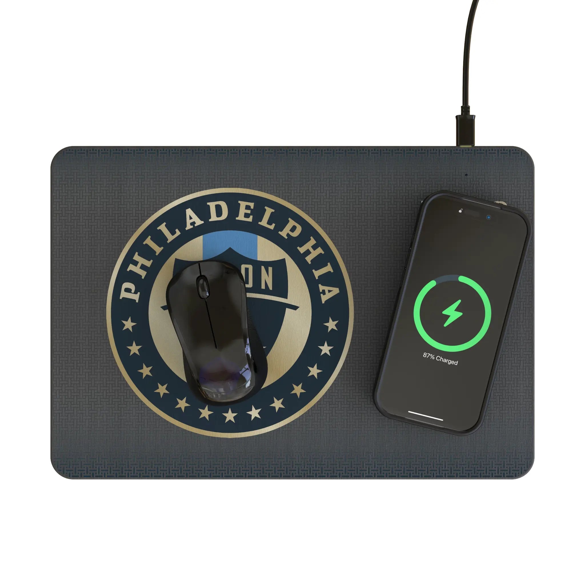Philadelphia Union Linen 15-Watt Wireless Charger and Mouse Pad - Lifestyle