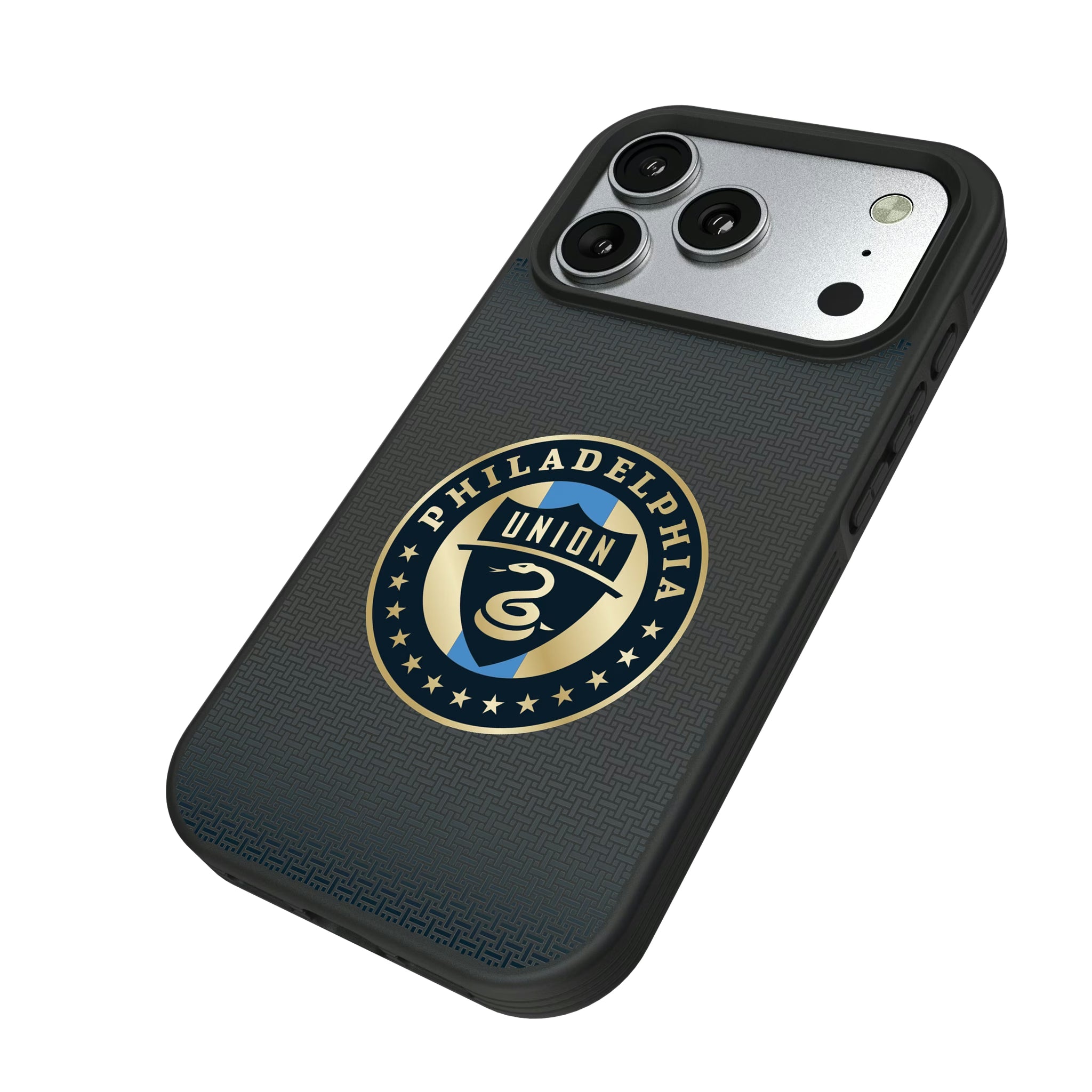 Philadelphia Union Linen iPhone Bump Phone Case for Apple iPhone - Isometric View#Device_iPhone 17 Pro