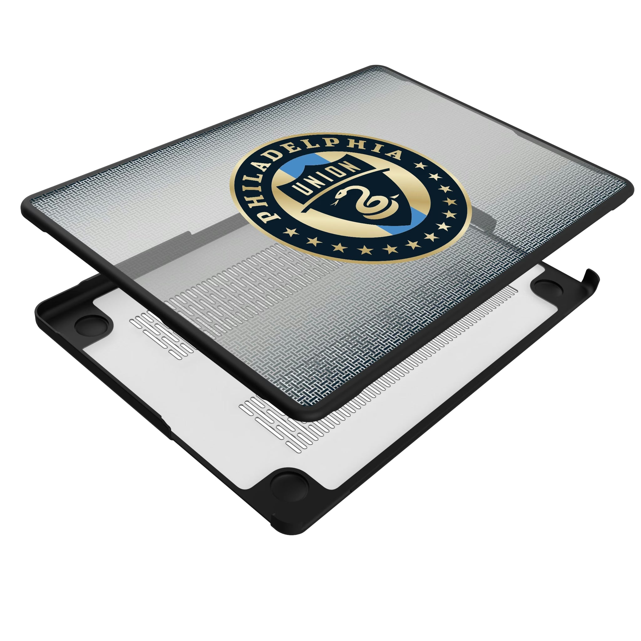 Philadelphia Union Linen MacBook Laptop Case for Apple MacBook - Isometric View#Device_MacBook Pro (14-inch, 2021) / MacBook Pro (14-inch, 2023) / MacBook Pro (14-inch, 2024)