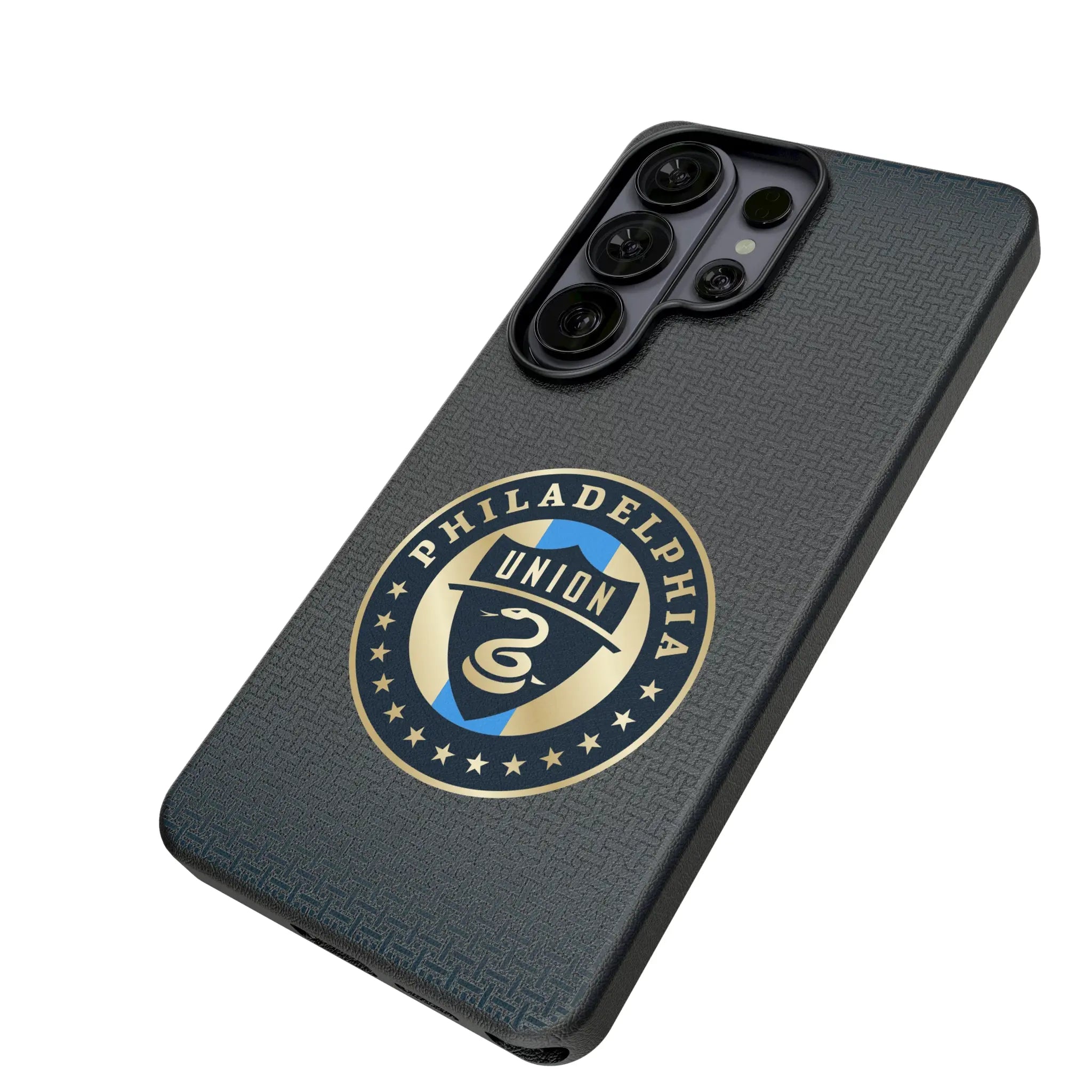 Philadelphia Union Linen Galaxy MagSafe Compatible Phone Case for Samsung Galaxy - Isometric View#Device_Galaxy S26 Ultra