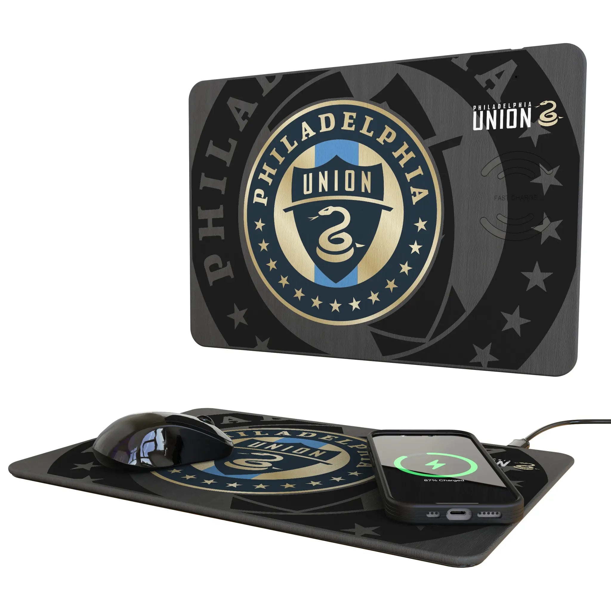 Philadelphia Union Monocolor Tilt 15-Watt Wireless Charger and Mouse Pad
