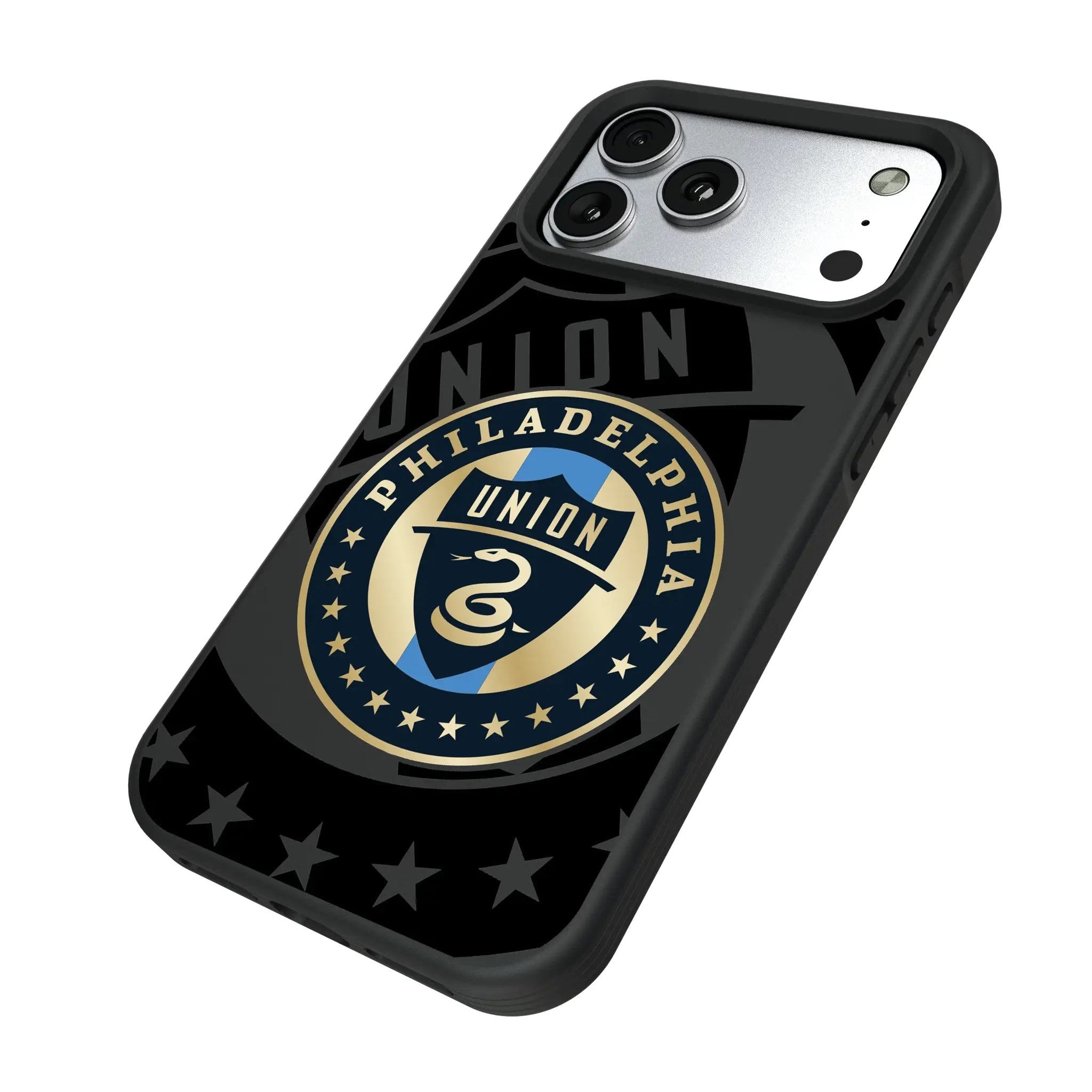 Philadelphia Union Monocolor Tilt iPhone Bump Phone Case for Apple iPhone - Isometric View#Device_iPhone 17 Pro Max