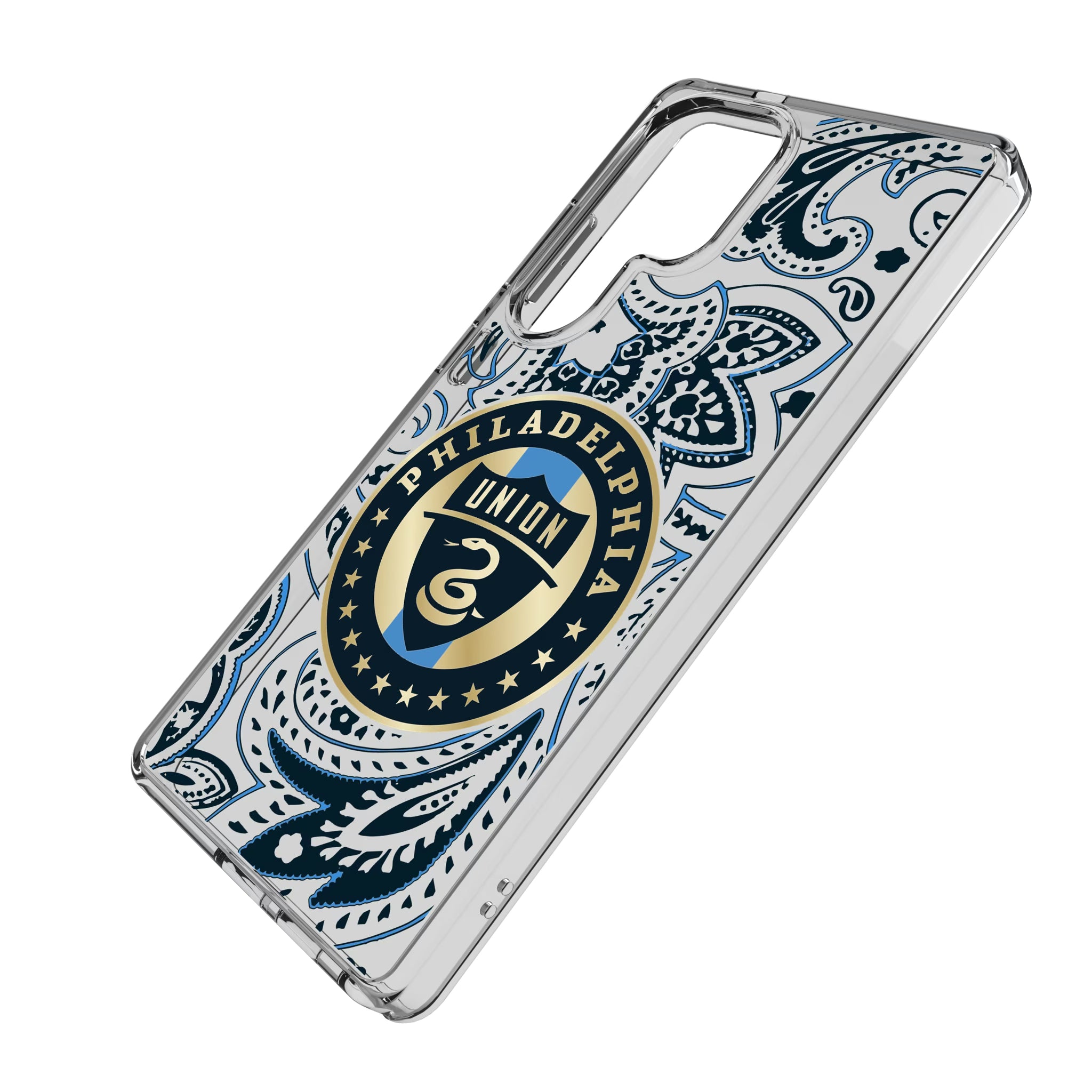 Philadelphia Union Paisley Galaxy Clear Phone Case for Samsung Galaxy - Isometric View