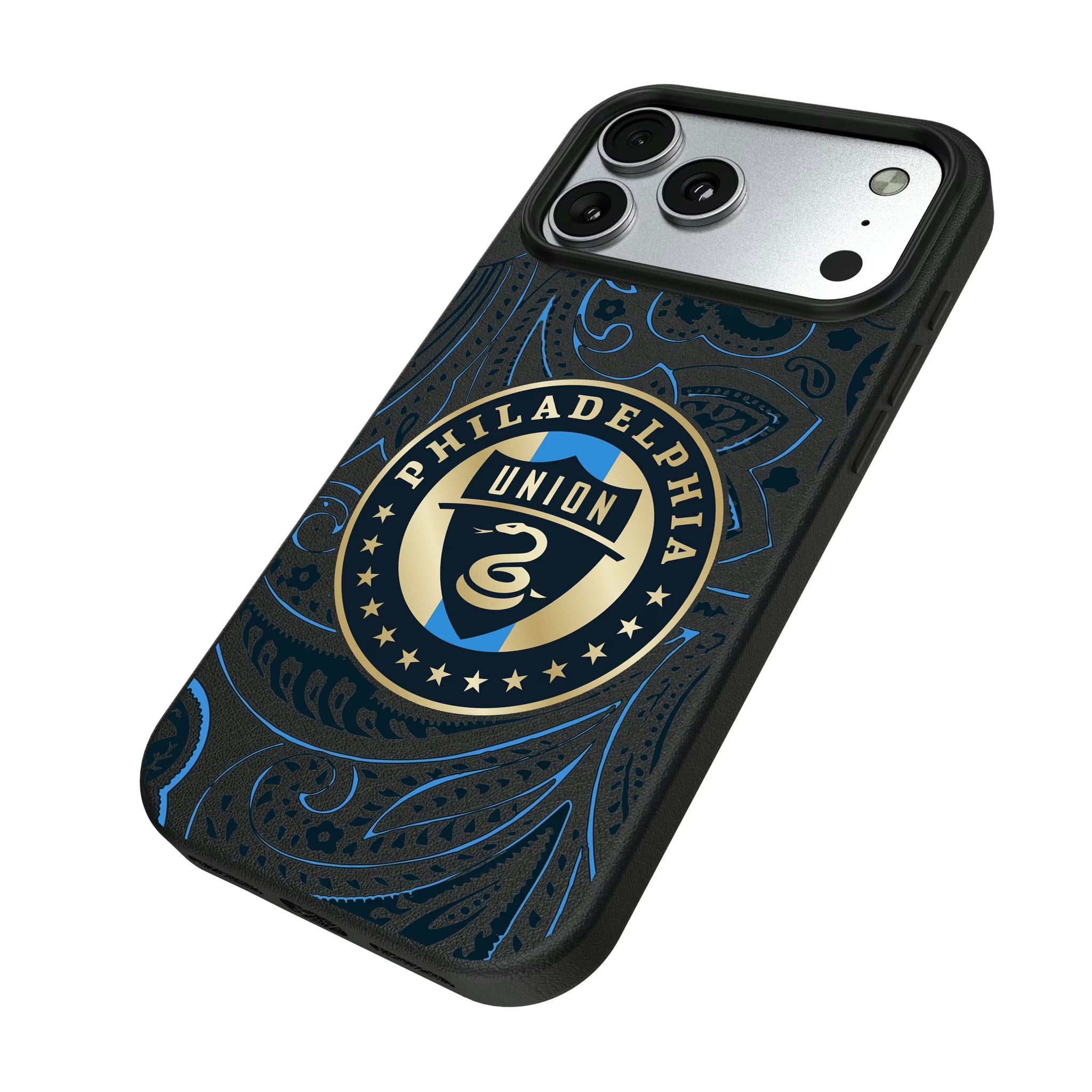 Philadelphia Union Paisley iPhone MagSafe Compatible Phone Case for Apple iPhone - Isometric View#Device_iPhone 17 Pro Max