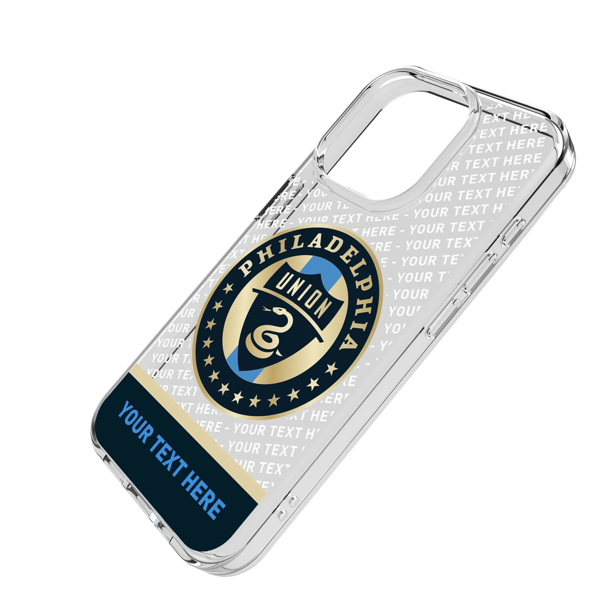 Philadelphia Union Personalized EndZone Plus iPhone Clear Phone Case for Apple iPhone - Isometric View