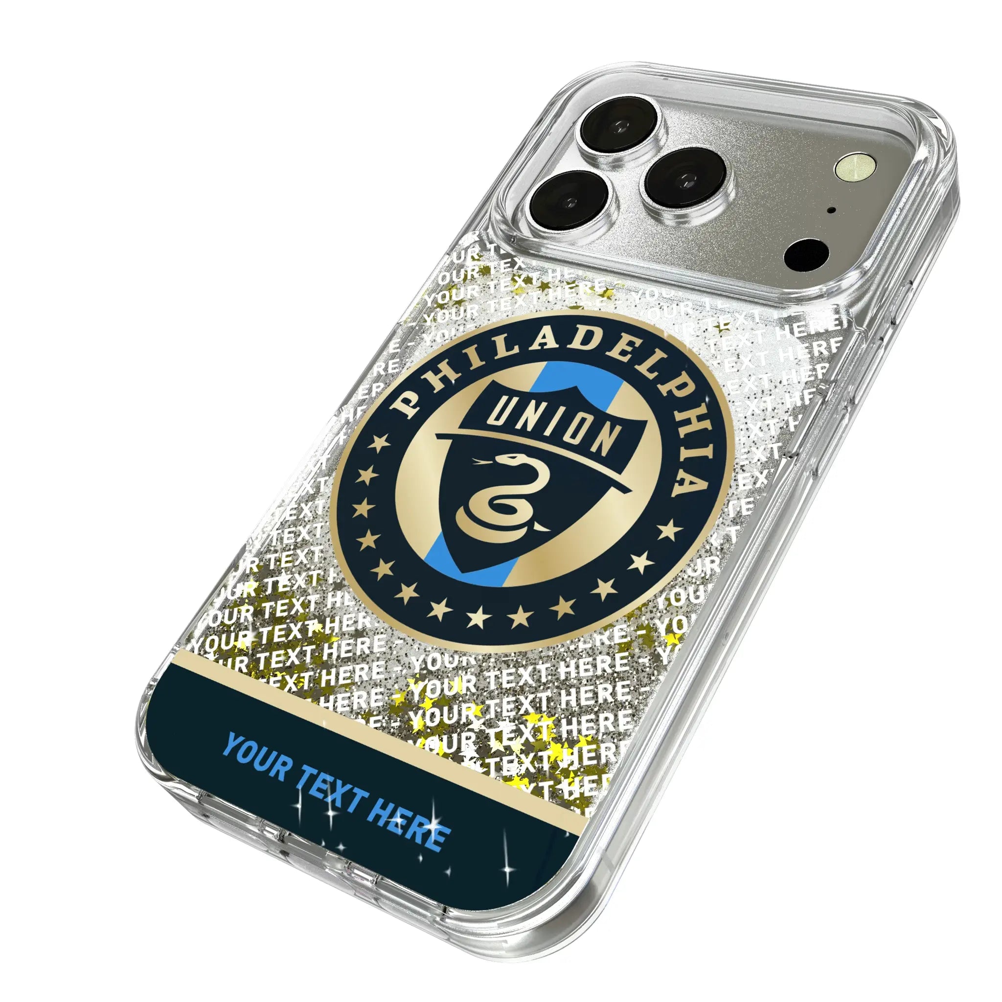 Philadelphia Union Personalized EndZone Plus iPhone Glitter Phone Case for Apple iPhone - Isometric View