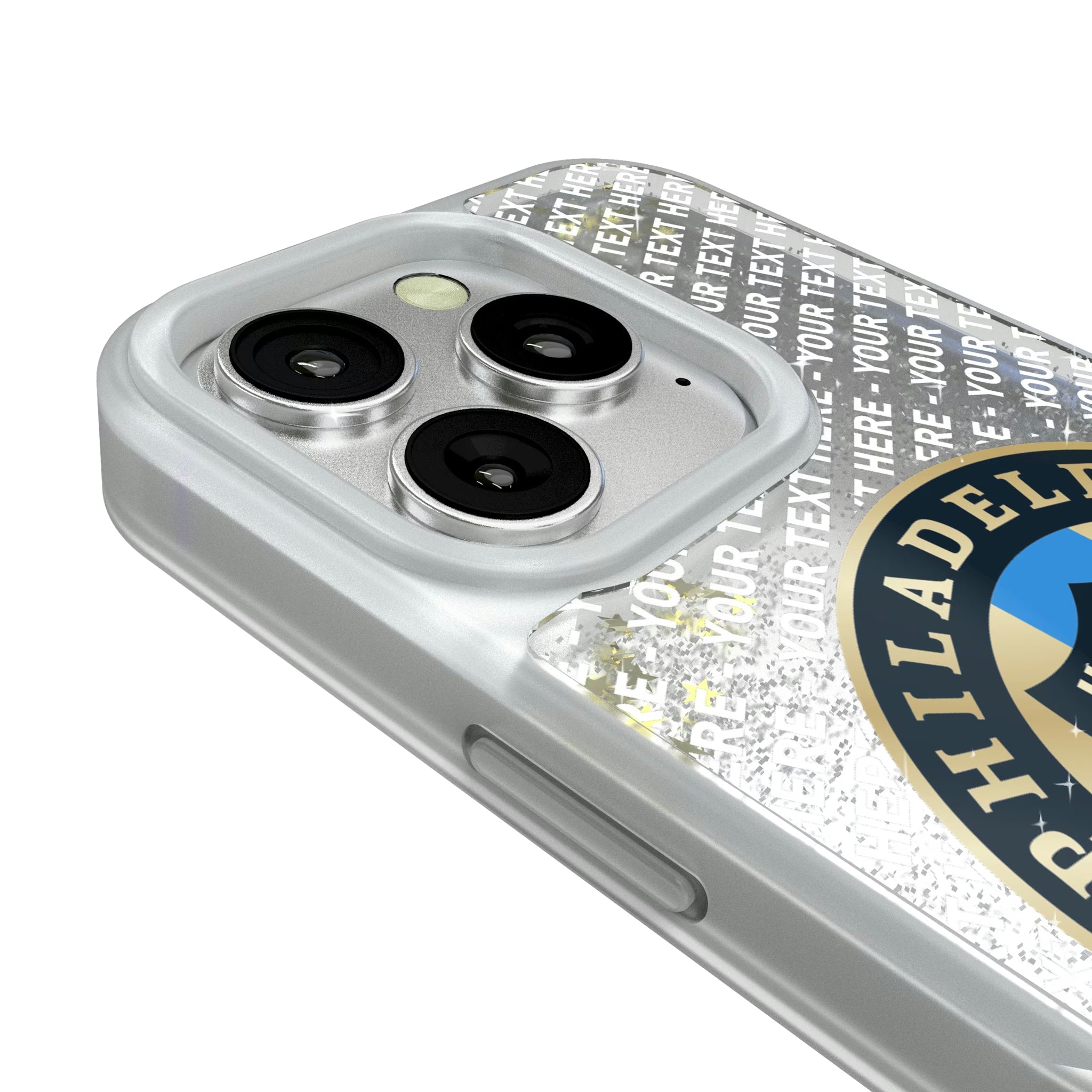 Philadelphia Union Personalized EndZone Plus iPhone Glitter Phone Case for Apple iPhone - Detail#Device_iPhone 16 Pro