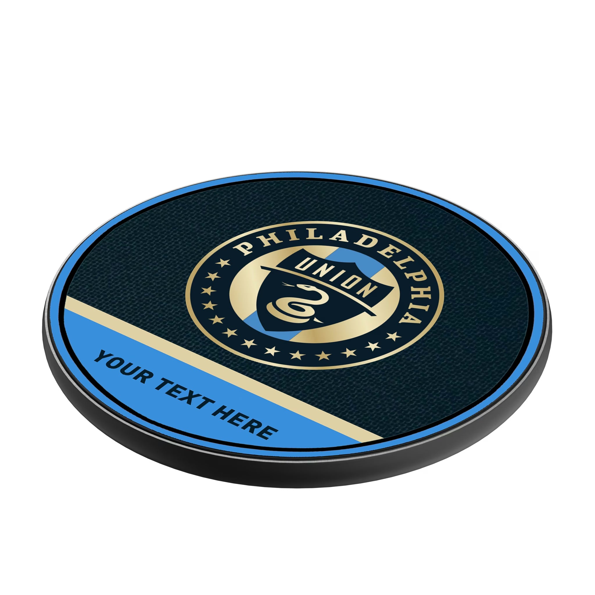 Philadelphia Union Personalized Endzone Solid 15-Watt Wireless Charger - Isometric View
