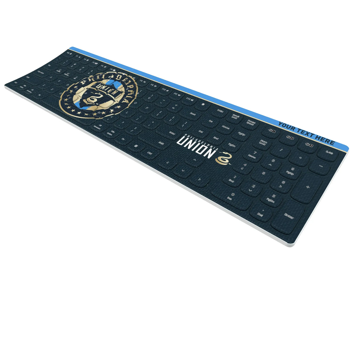 Philadelphia Union Personalized Endzone Solid KKB605 Curved Wireless Keyboard - Isometric View