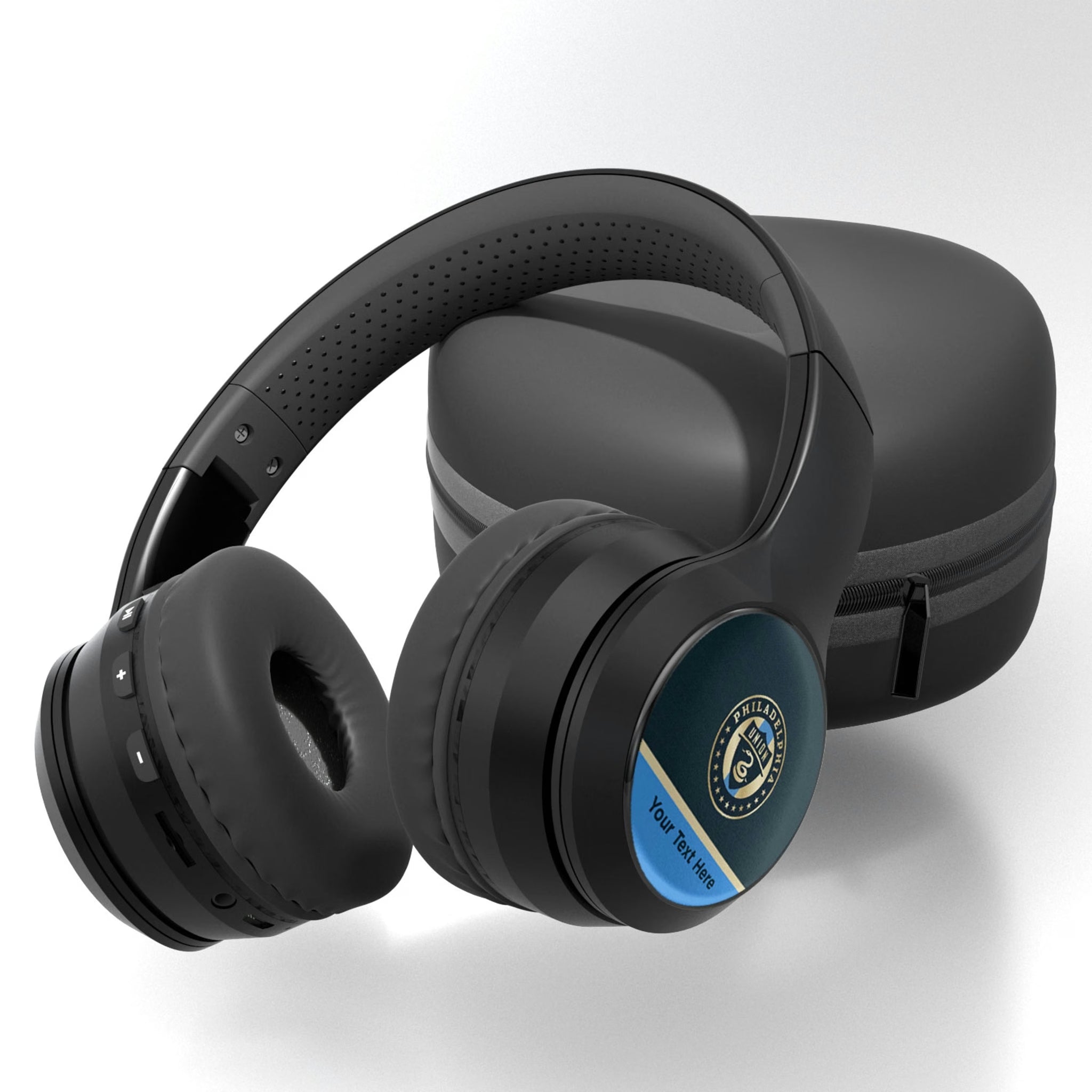 Philadelphia Union Personalized Endzone Solid Wireless Over-Ear BT Headphones With Case