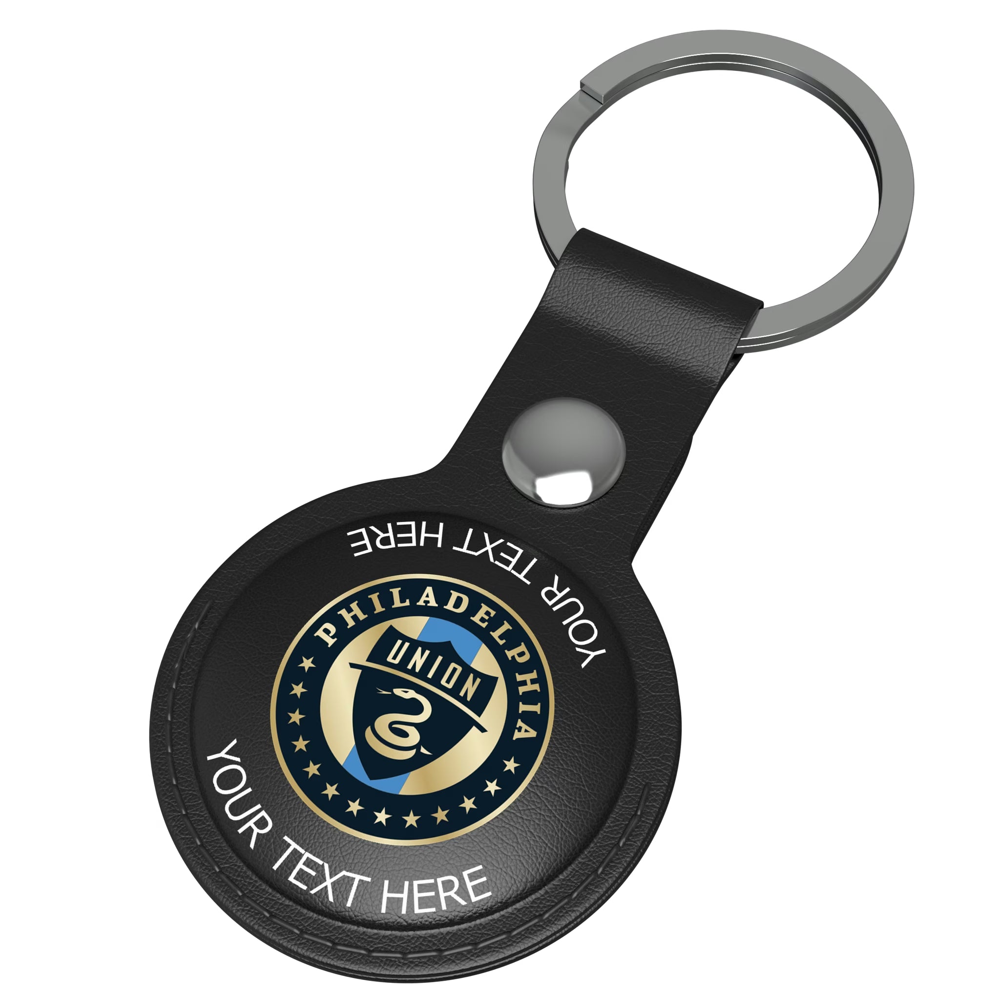 Philadelphia Union Personalized Insignia AirTag Black Airtag Holder - Isometric View