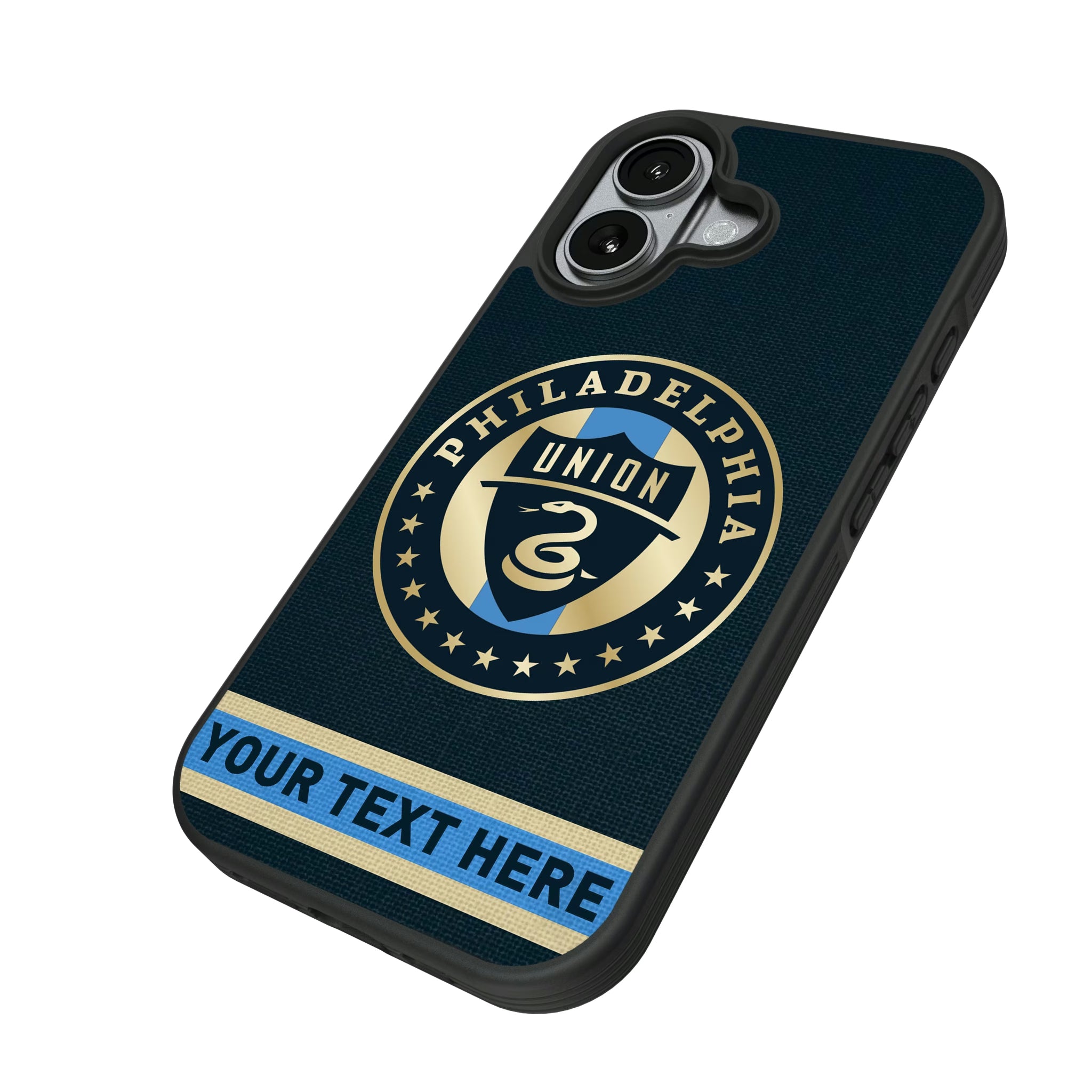 Philadelphia Union Personalized Stripe iPhone Bump Phone Case for Apple iPhone - Isometric View#Device_iPhone 17