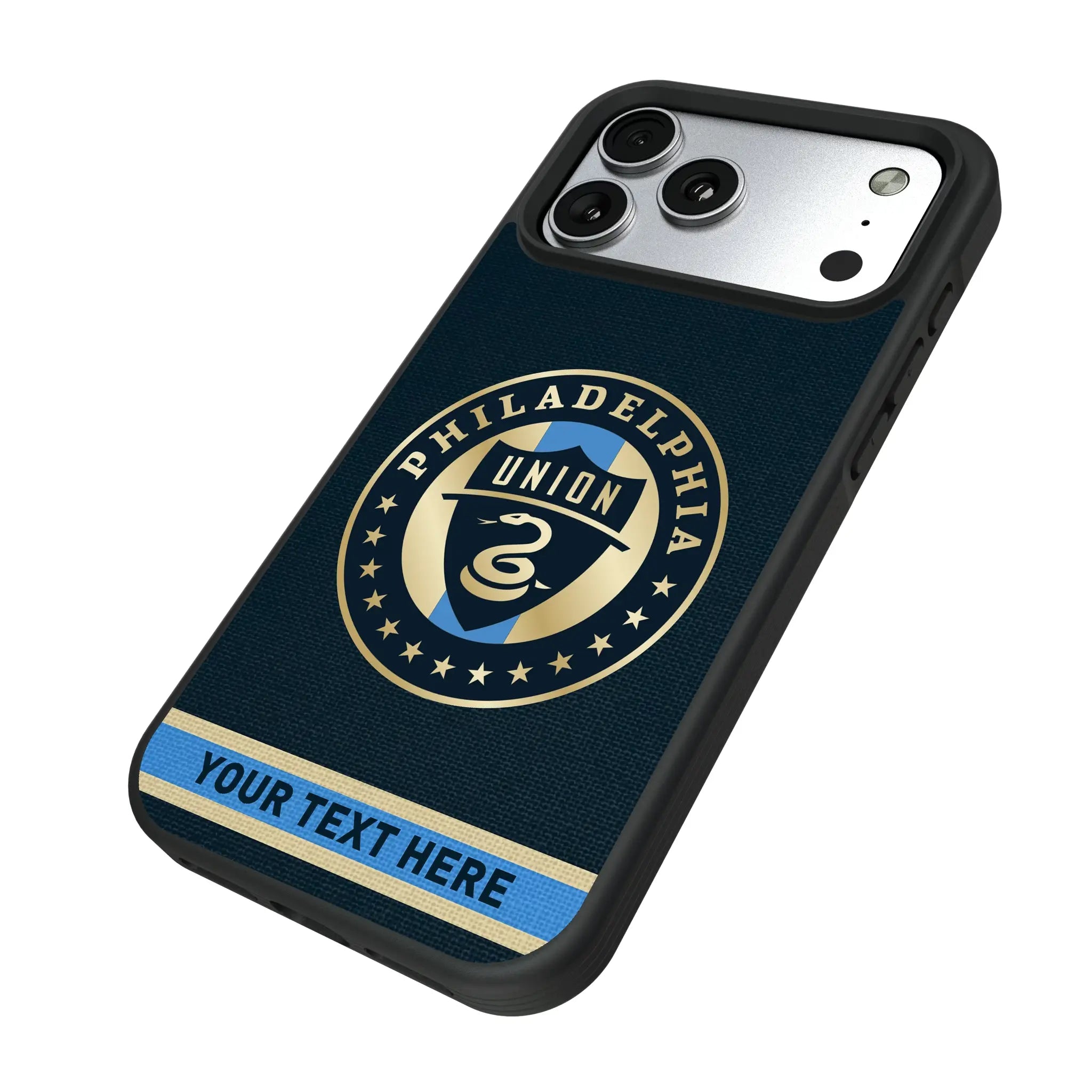 Philadelphia Union Personalized Stripe iPhone Bump Phone Case for Apple iPhone - Isometric View#Device_iPhone 17 Pro Max