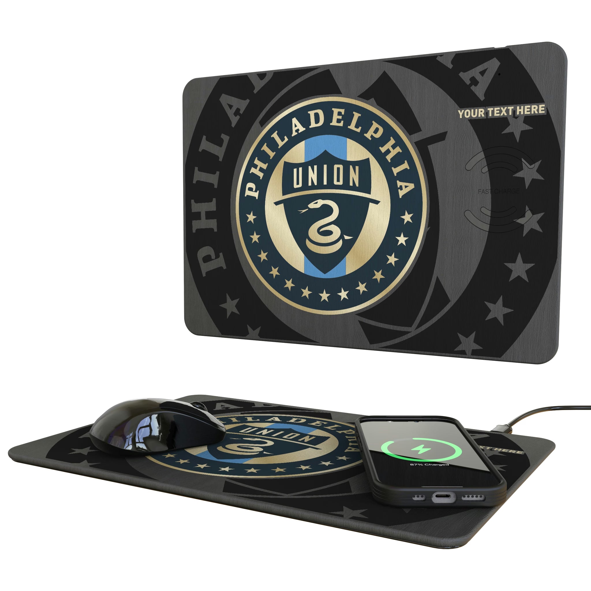 Philadelphia Union Personalized Tilt 15-Watt Wireless Charger and Mouse Pad